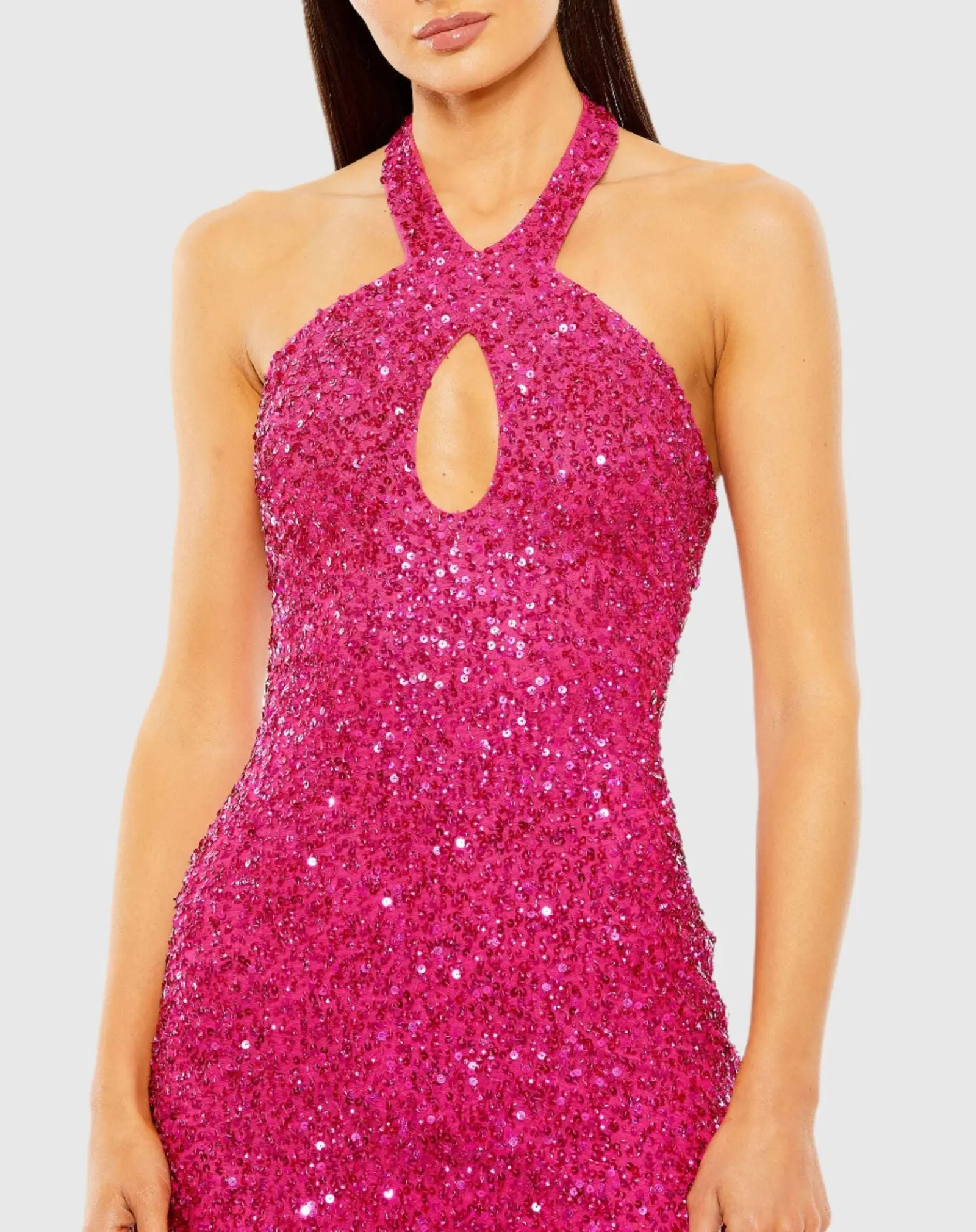 Pink Cross Front Keyhole Top Beaded Fringe Mini Dress - FINAL SALE - Image 2