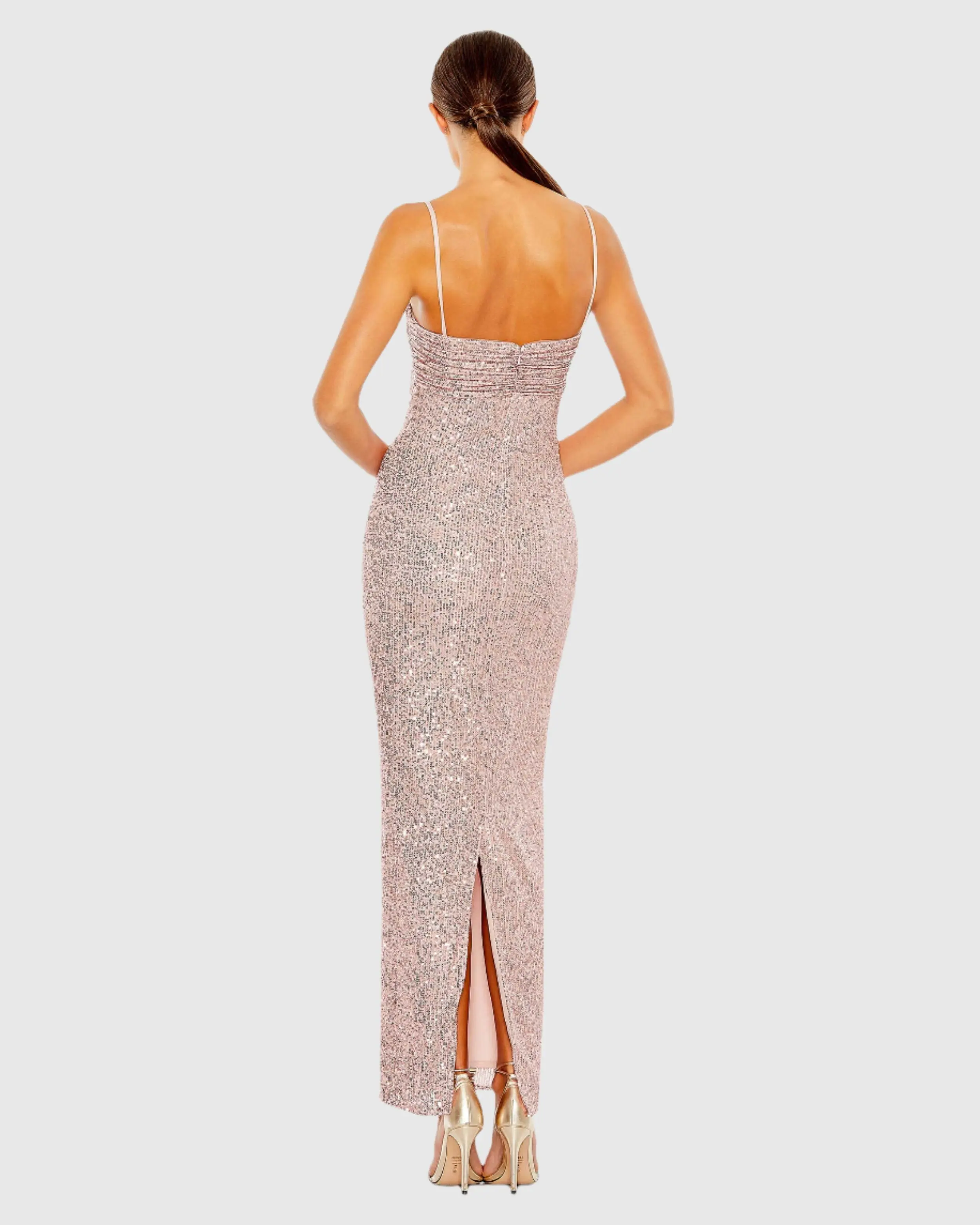 Pink Sequined Faux Bow Column Dress - Image 3
