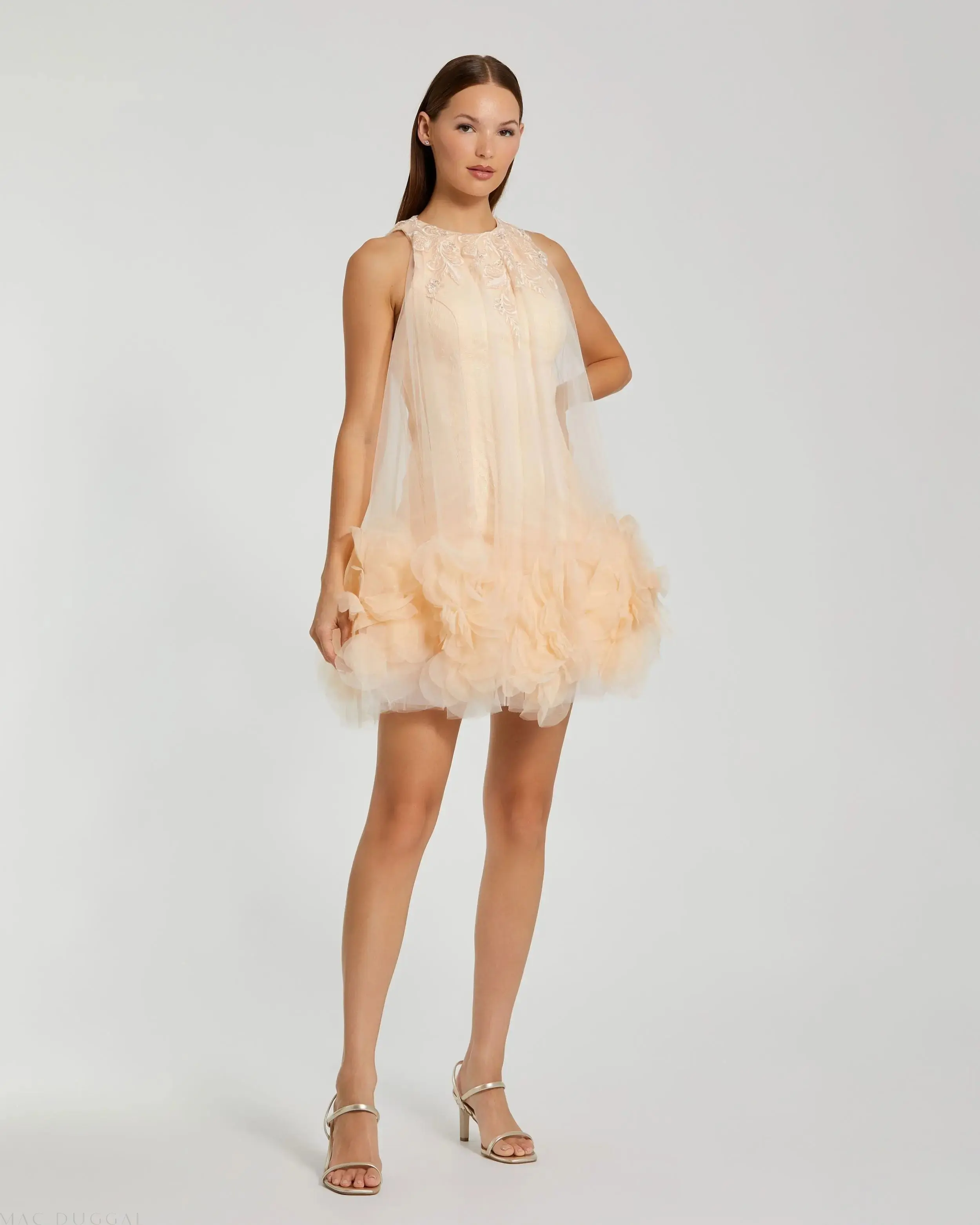 Pink Halter Neck Flowy Petal A Line Mini Dress - FINAL SALE