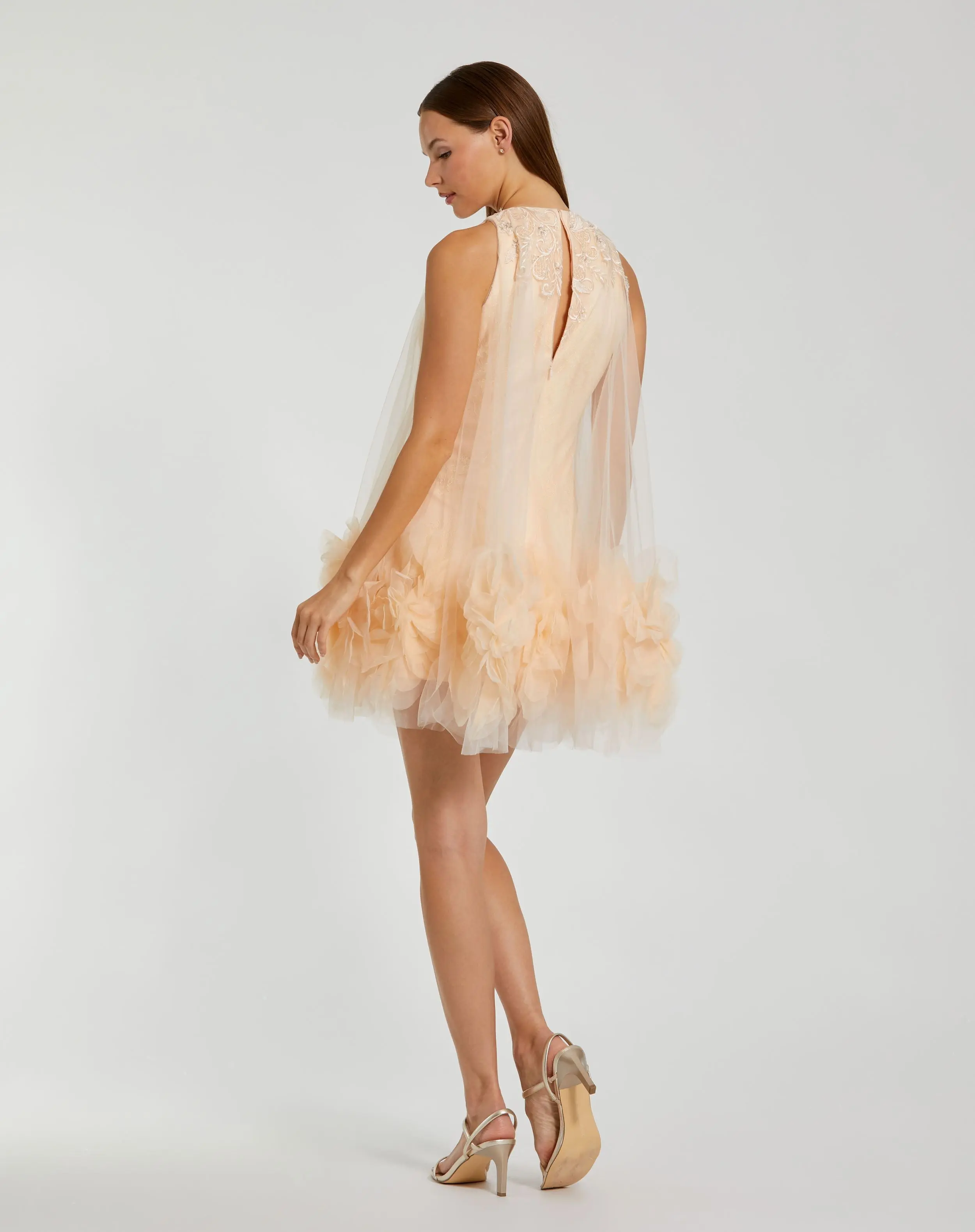 Pink Halter Neck Flowy Petal A Line Mini Dress - FINAL SALE - Image 3