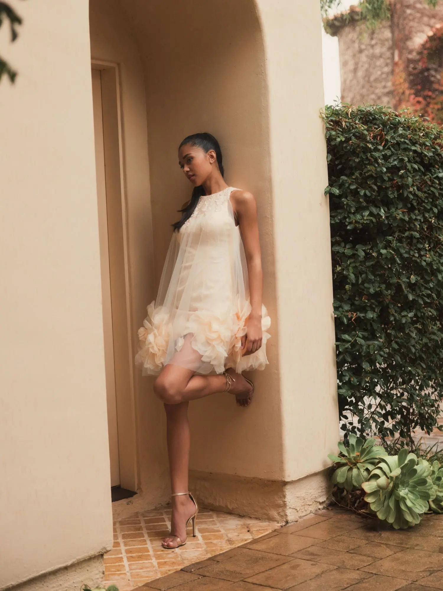 Pink Halter Neck Flowy Petal A Line Mini Dress - FINAL SALE - Image 5