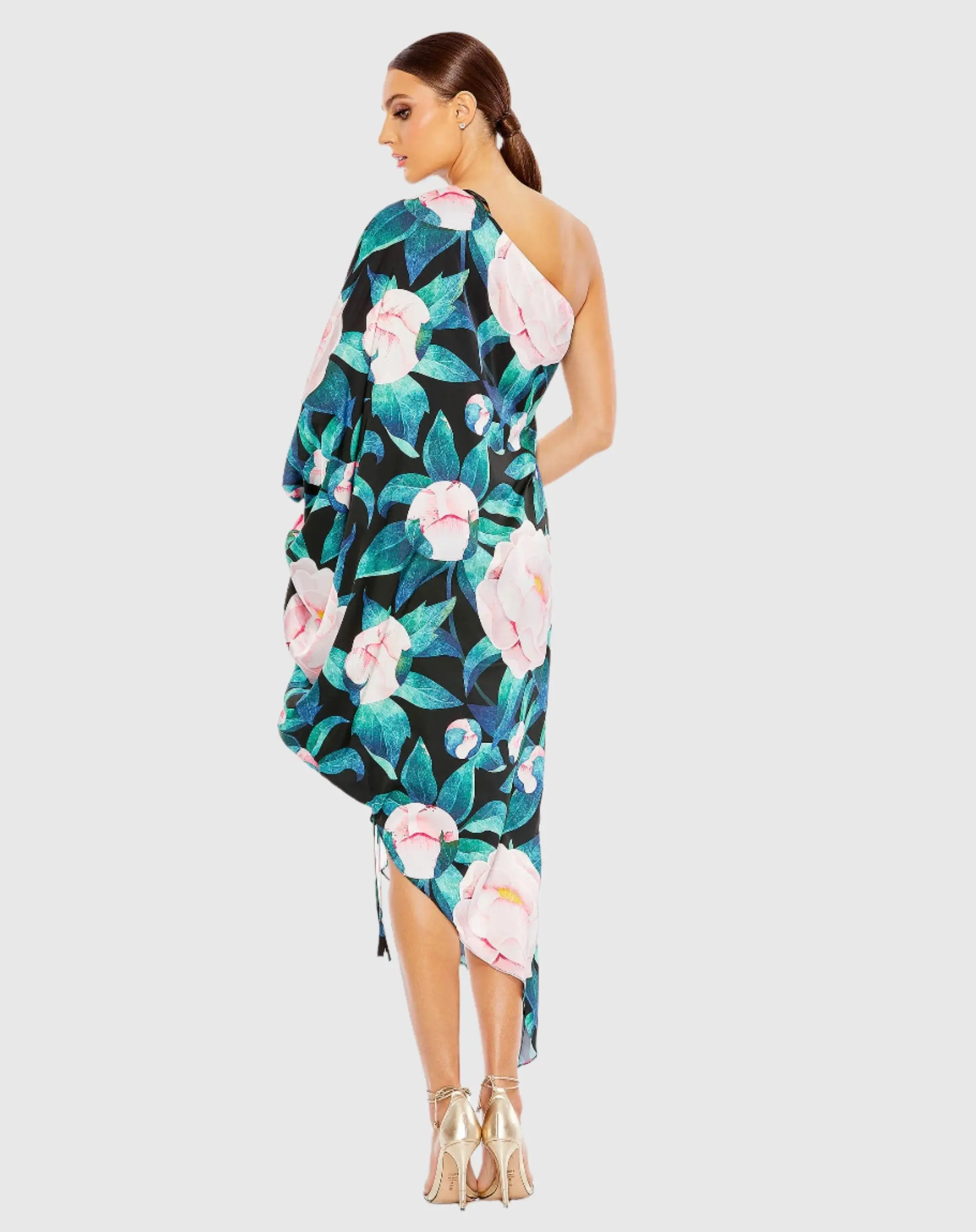 Multicolor Floral One Shoulder Dress - Image 3