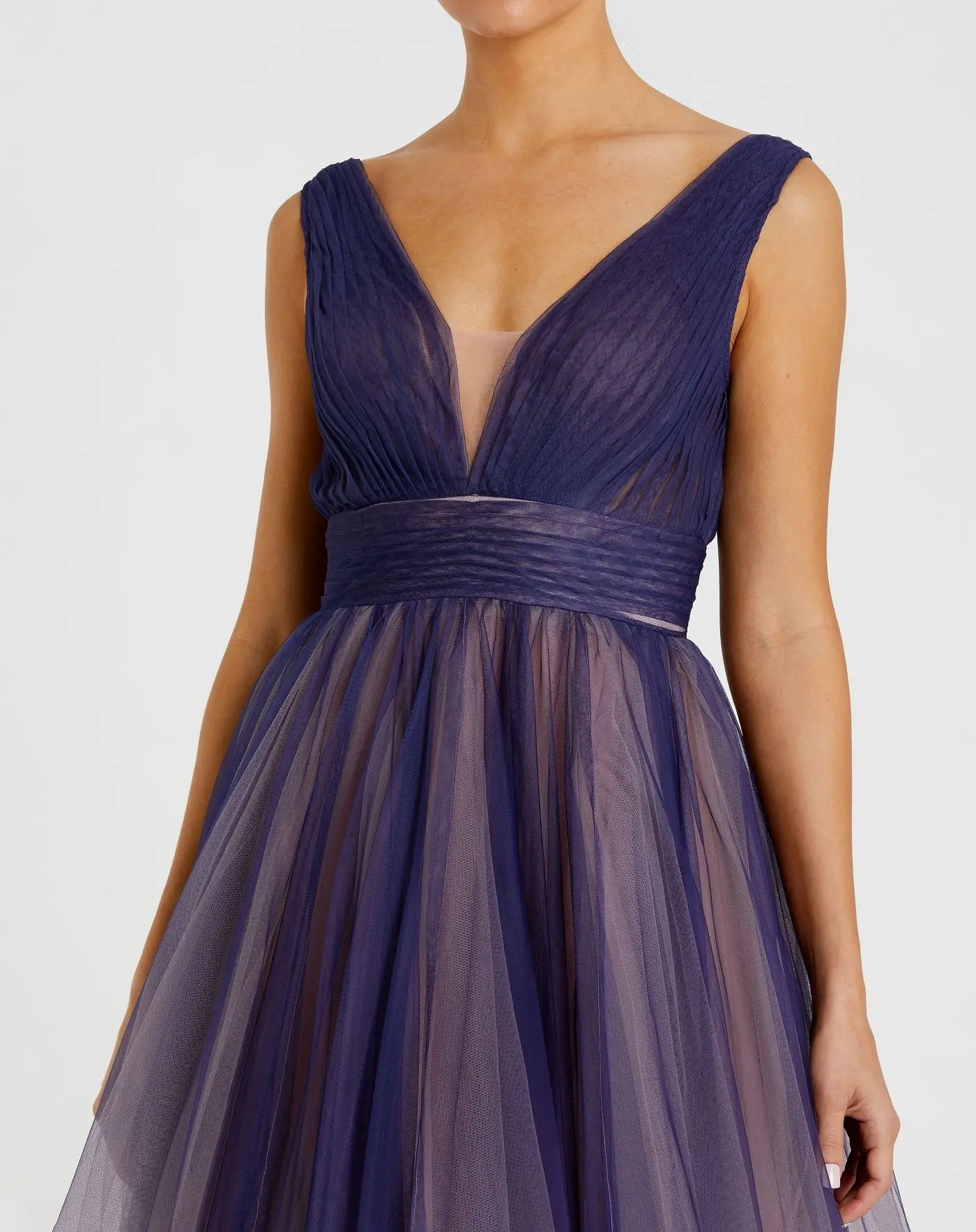 Purple Sleeveless Ombre Tulle Ball Gown - Image 2