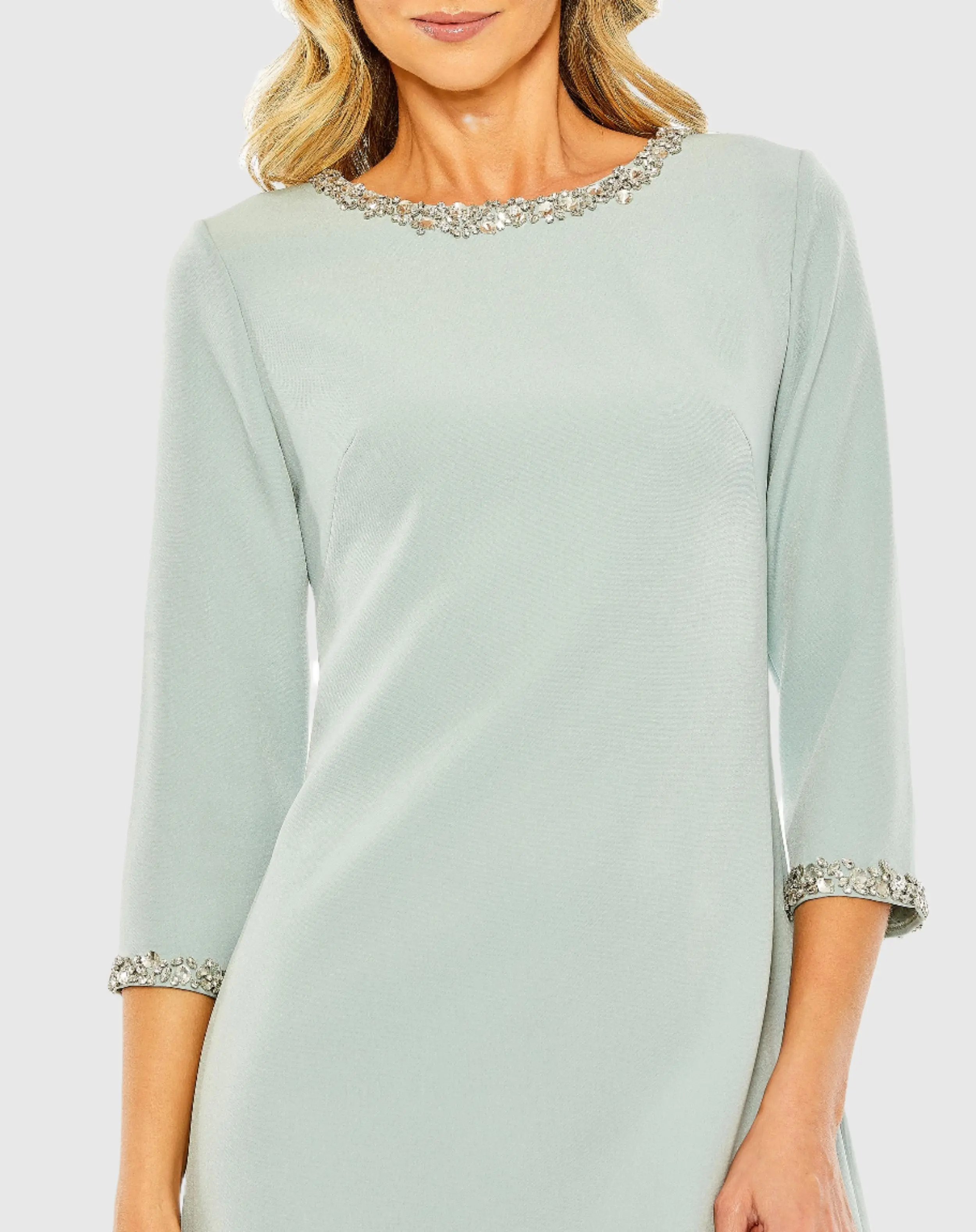 Green Embellished Crepe Cocktail Dress - Image 2