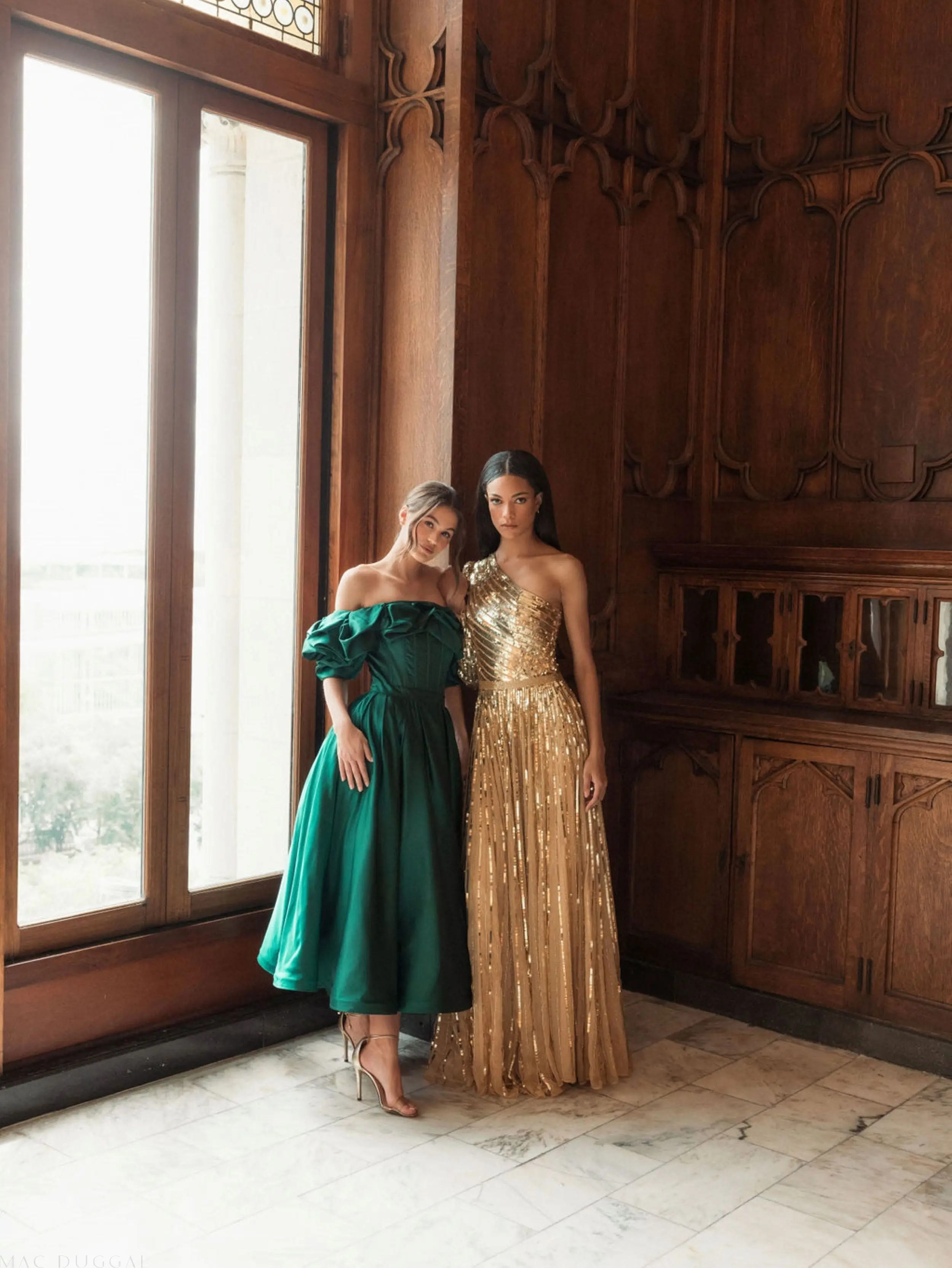 Green Off The Shoulder Tea Length Dress - Image 6