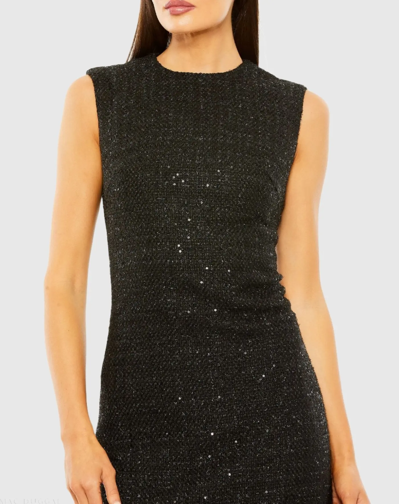 Black Shift Dress with Feather Trim - Image 2
