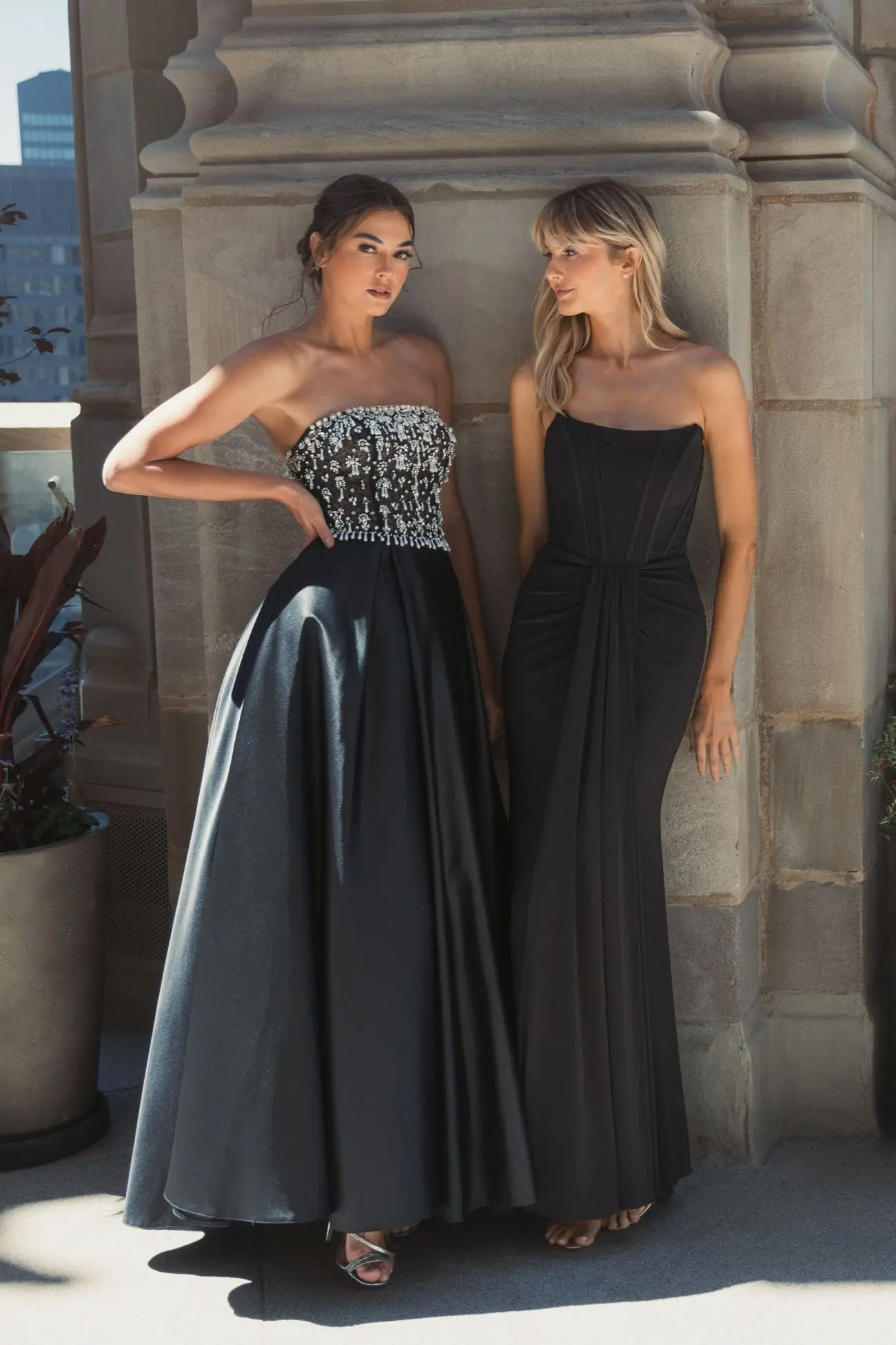 Black Strapless Embellished Top Satin Ball Gown - Image 4