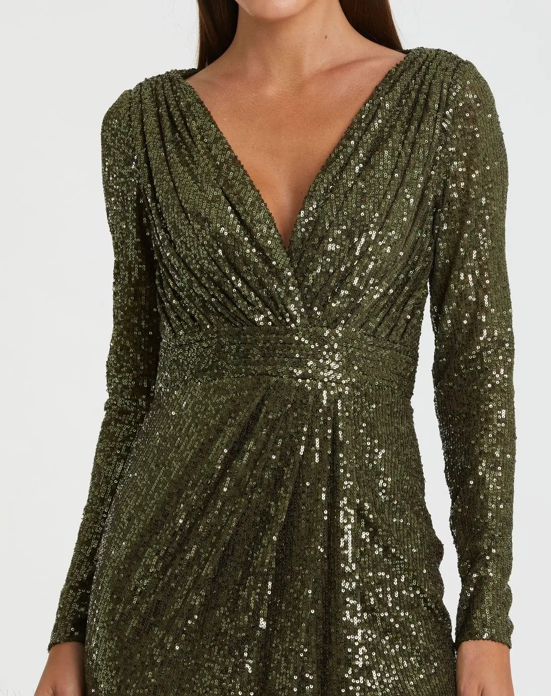 Green Sequined Long Sleeve Gown - FINAL SALE - Image 2