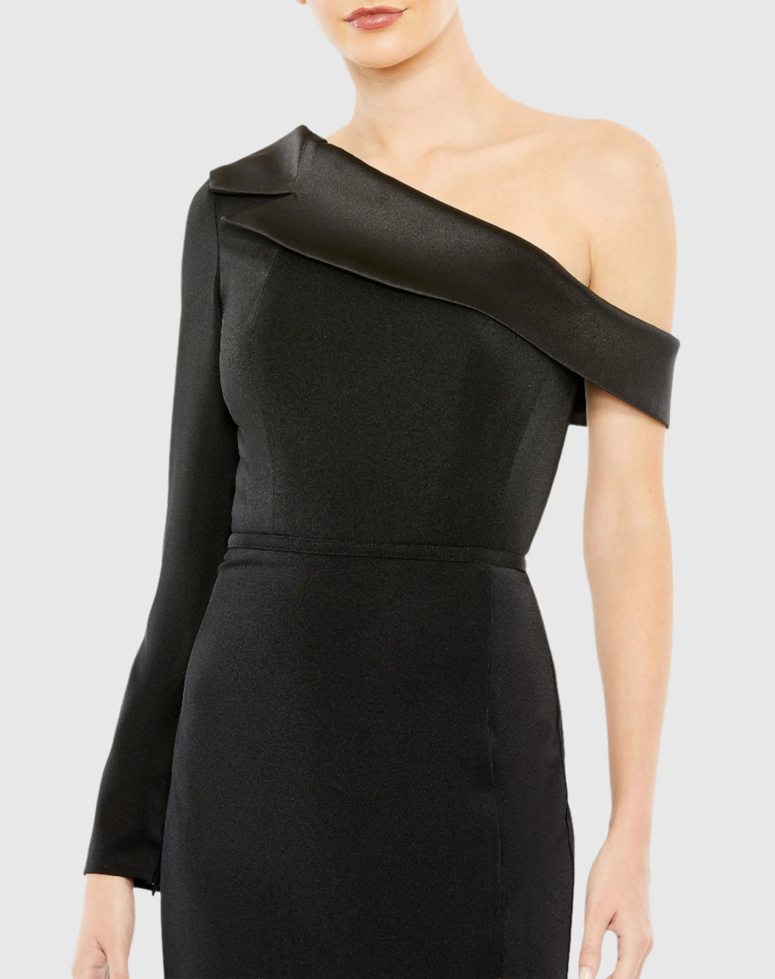 Black Long Sleeve Drop Shoulder Evening Gown - Image 2