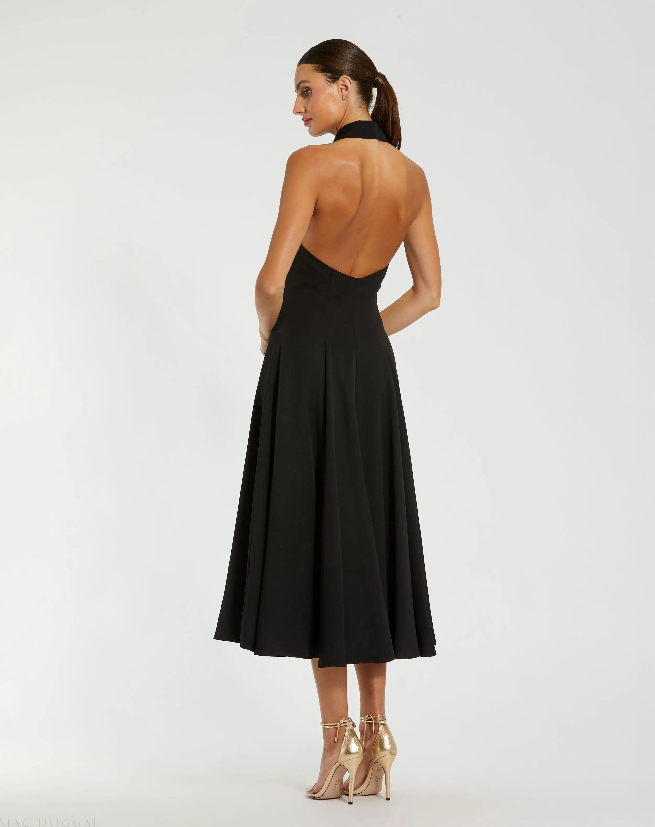 Black Halter Neck Sleeveless Blazer Midi Dress - Image 3