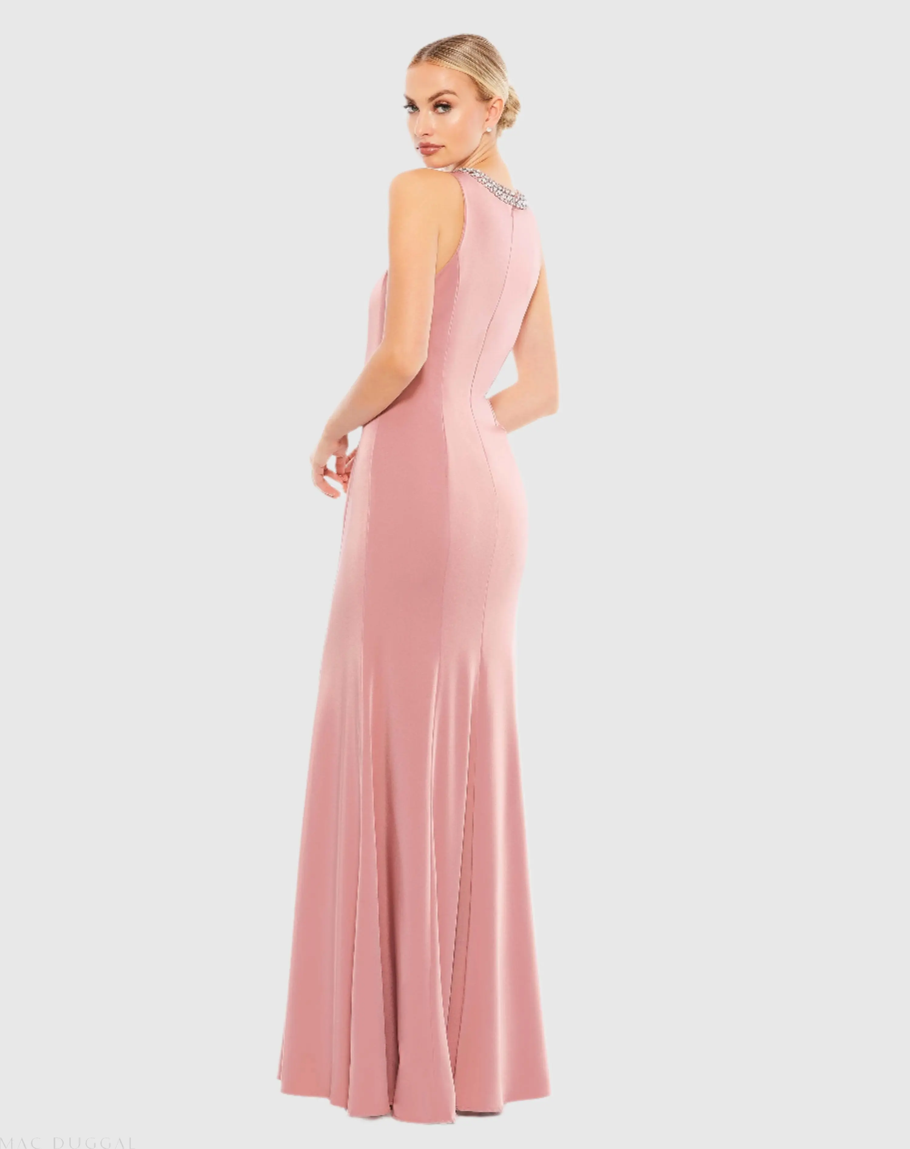 Pink Embellished Neck Trumpet Gown - Image 4