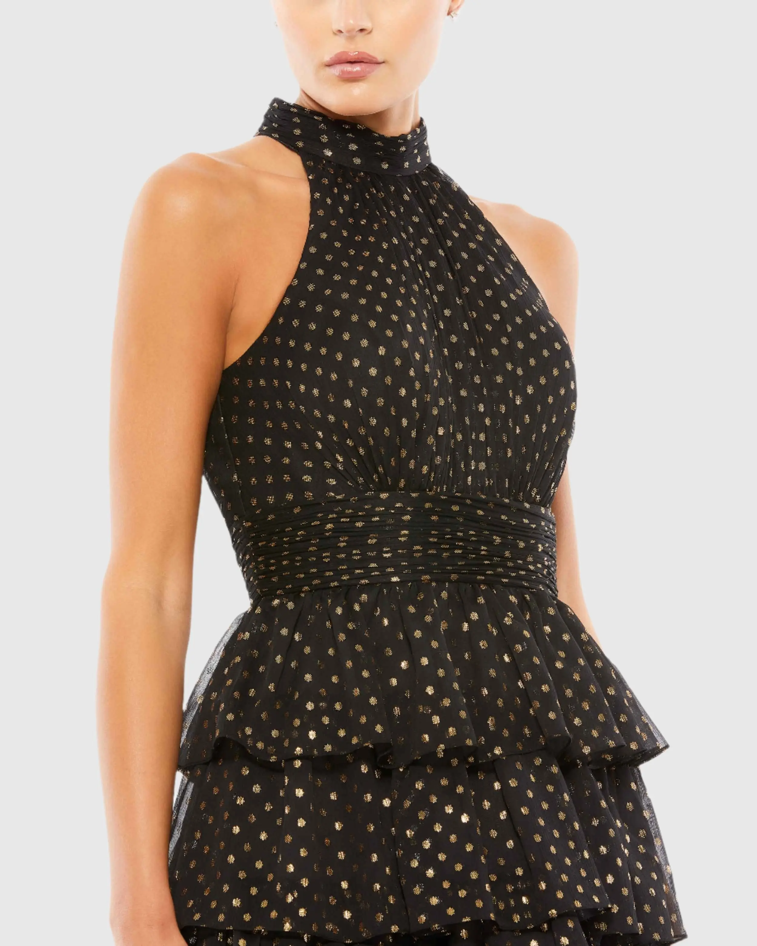 Black Layered Polka Dot Cocktail Dress - Image 2