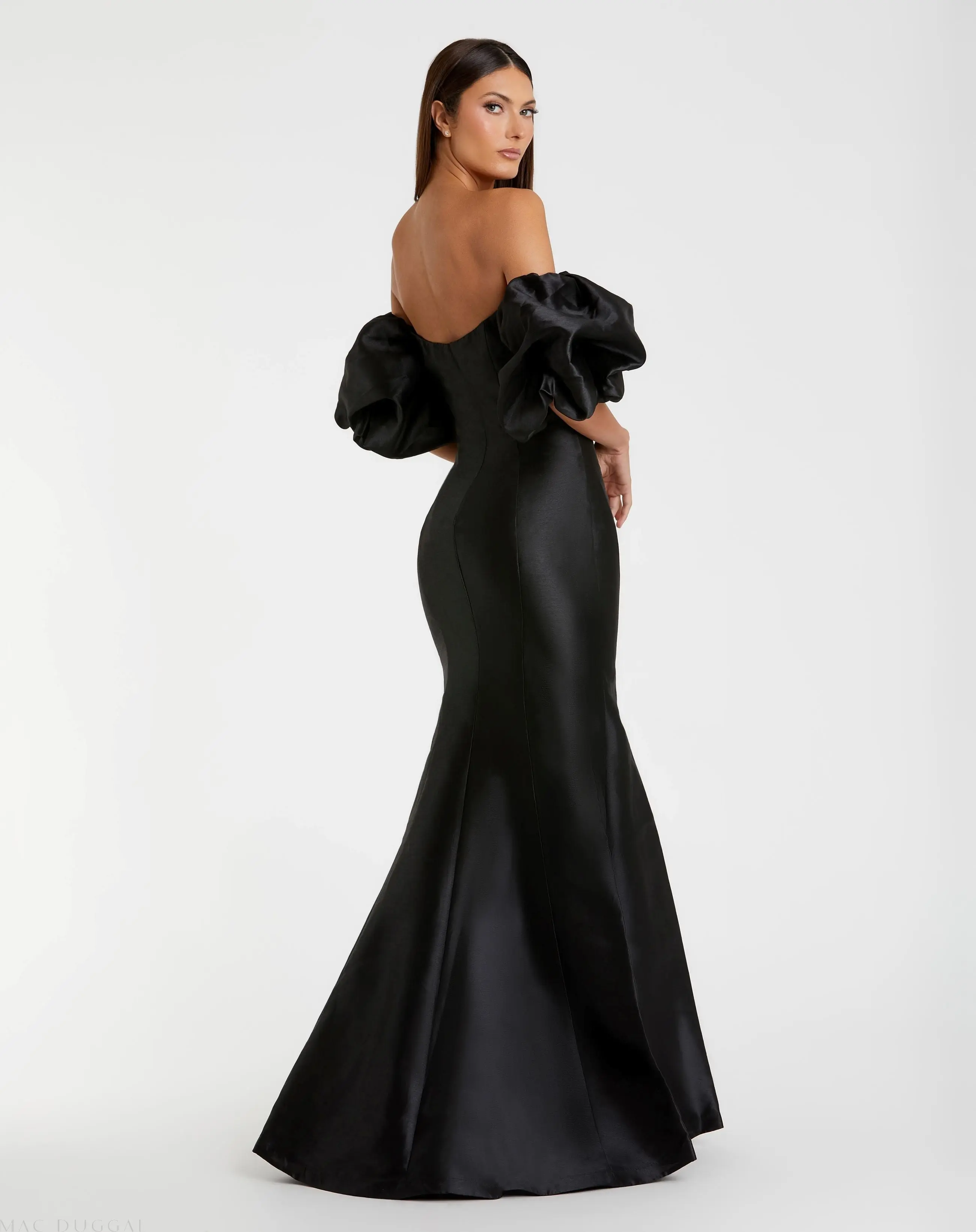 Black Sweetheart Off The Shoulder Puff Sleeve Gown - Image 3