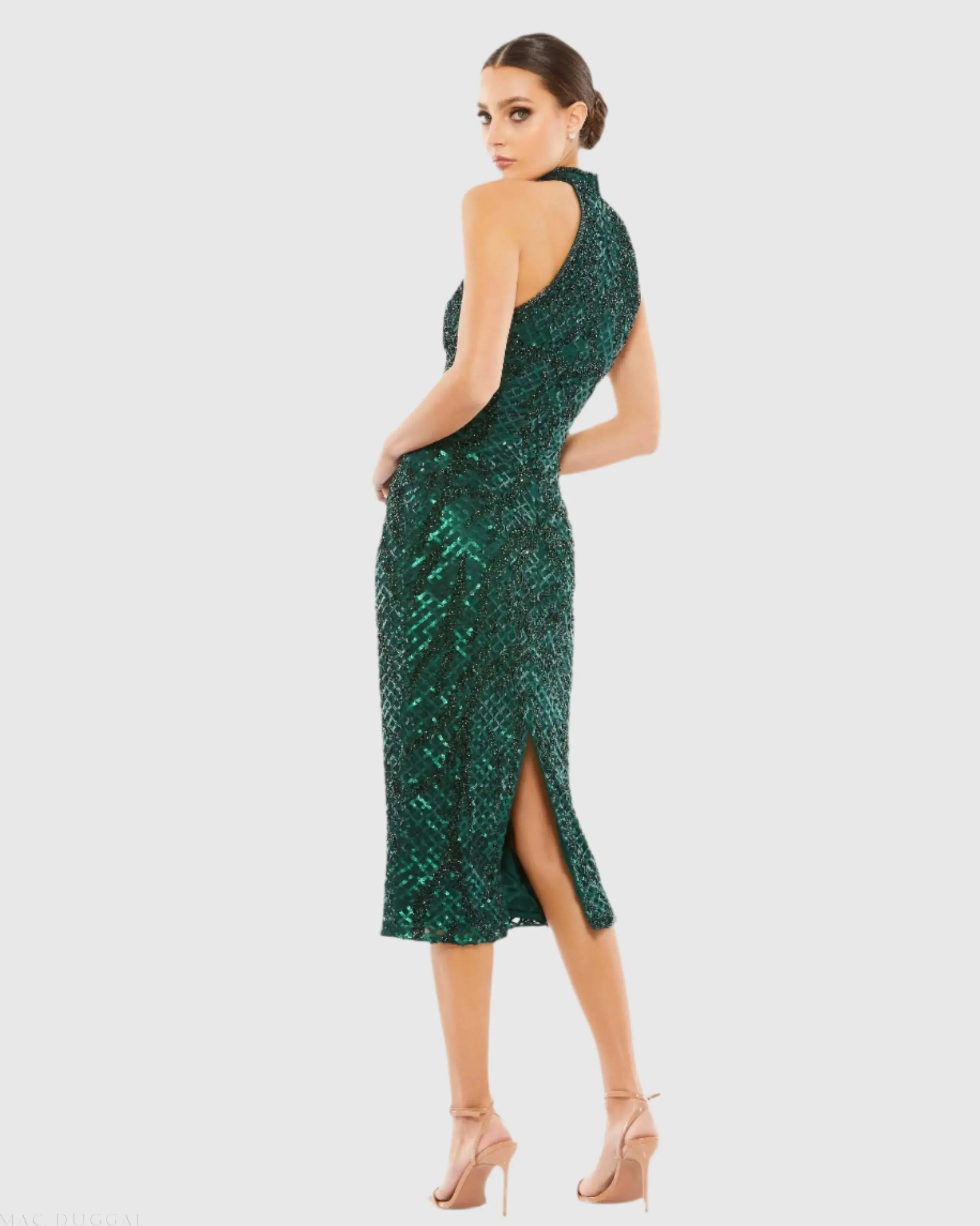 Green Embellished Halter Midi Dress - FINAL SALE - Image 3
