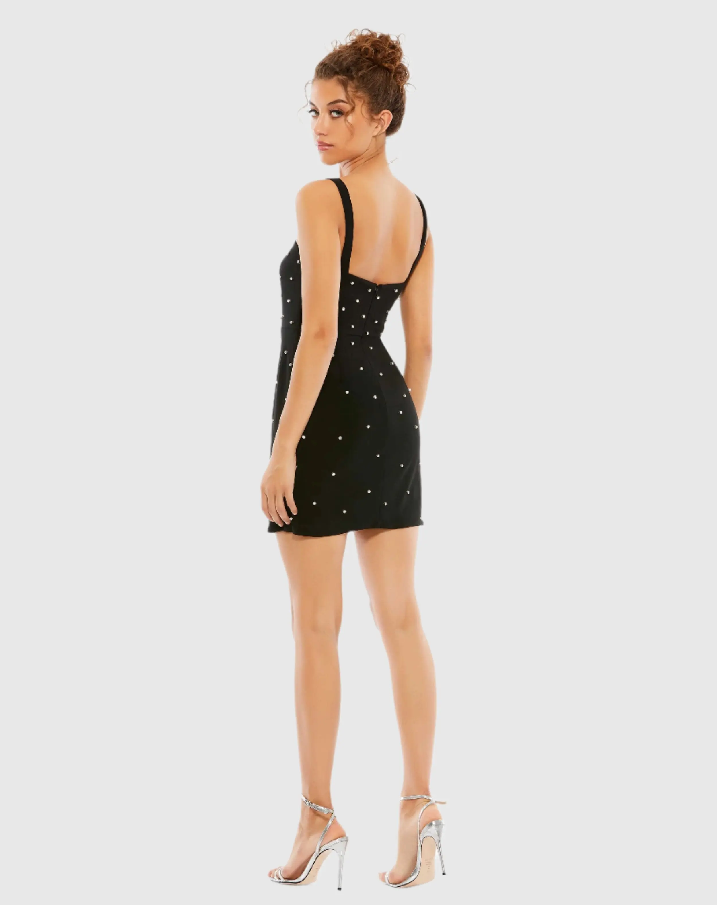 Black Sleeveless Rhinestone Embellished Mini Dress - FINAL SALE - Image 3