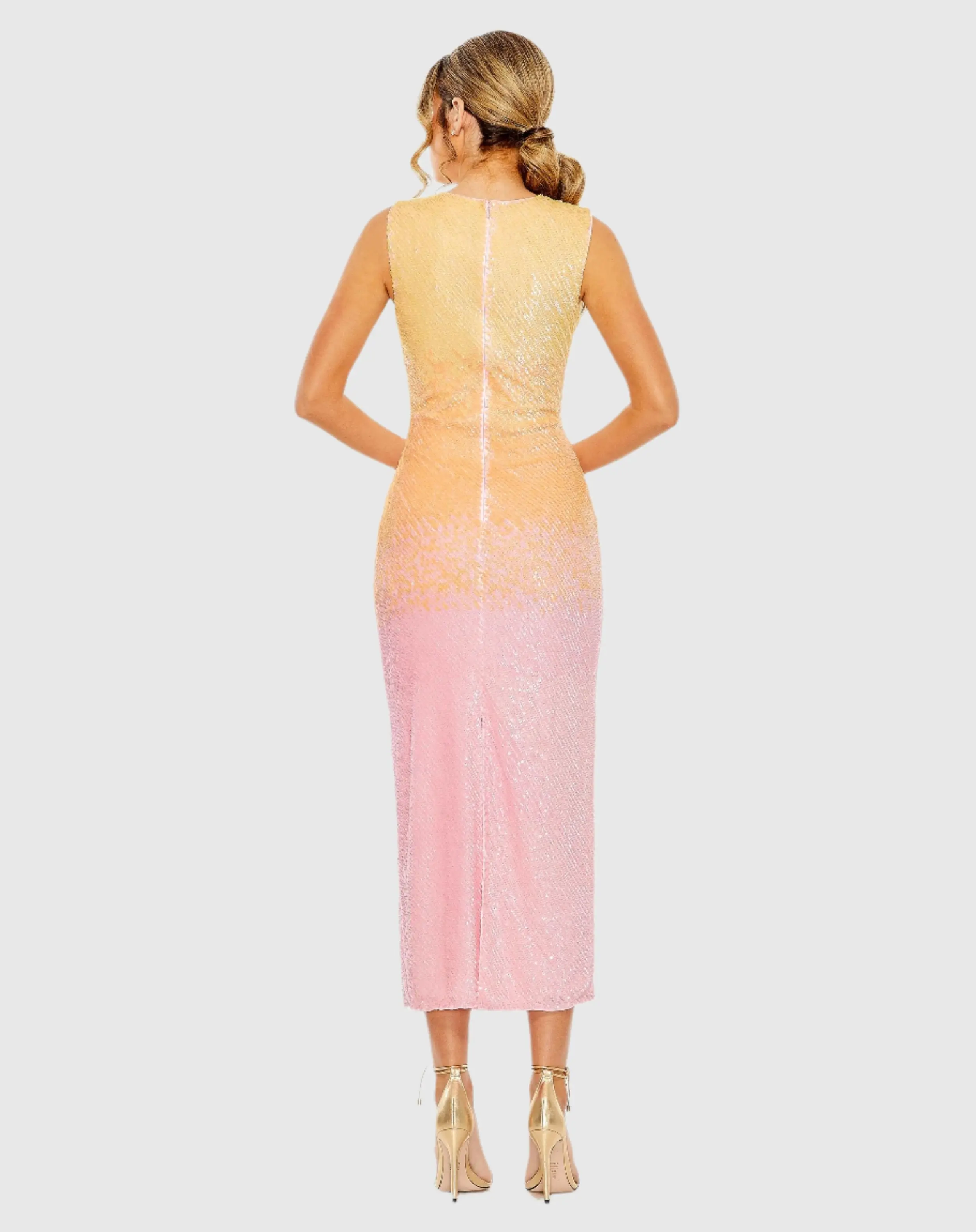 Multicolor High Neck Ombre Sequin Cocktail Dress - FINAL SALE - Image 3