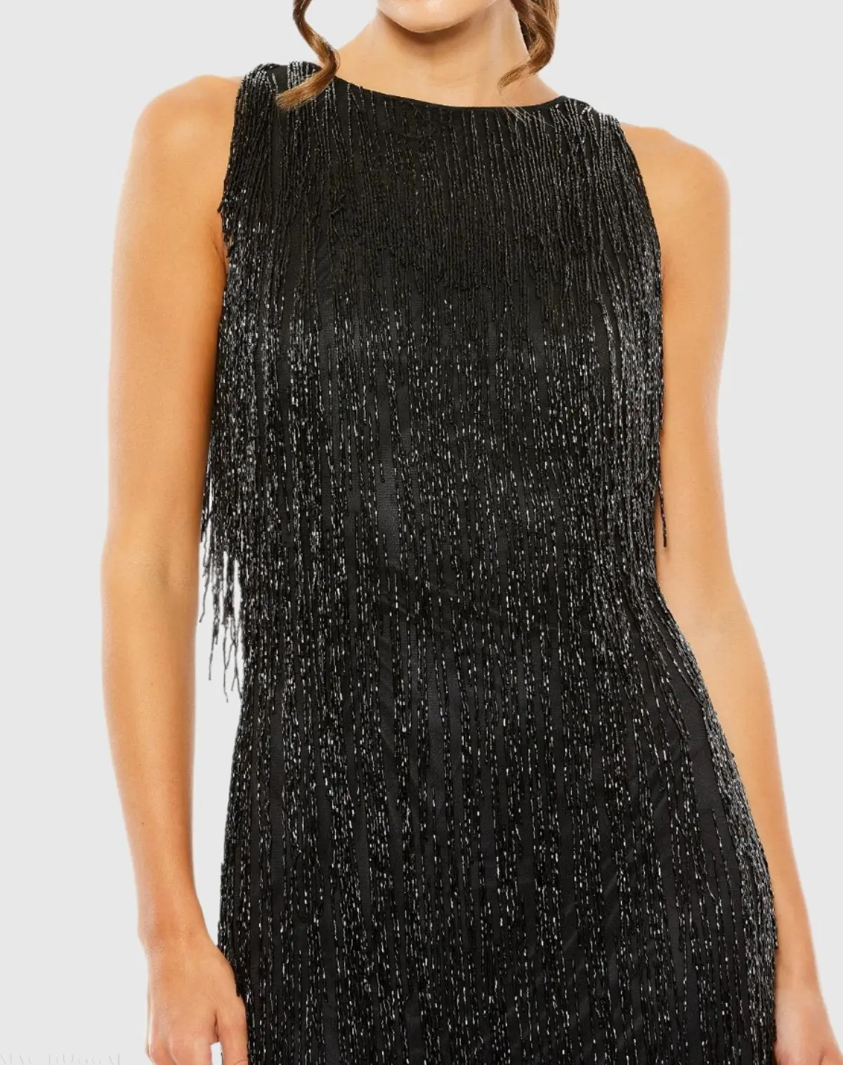 Black Beaded Fringe Mini Dress - Image 2