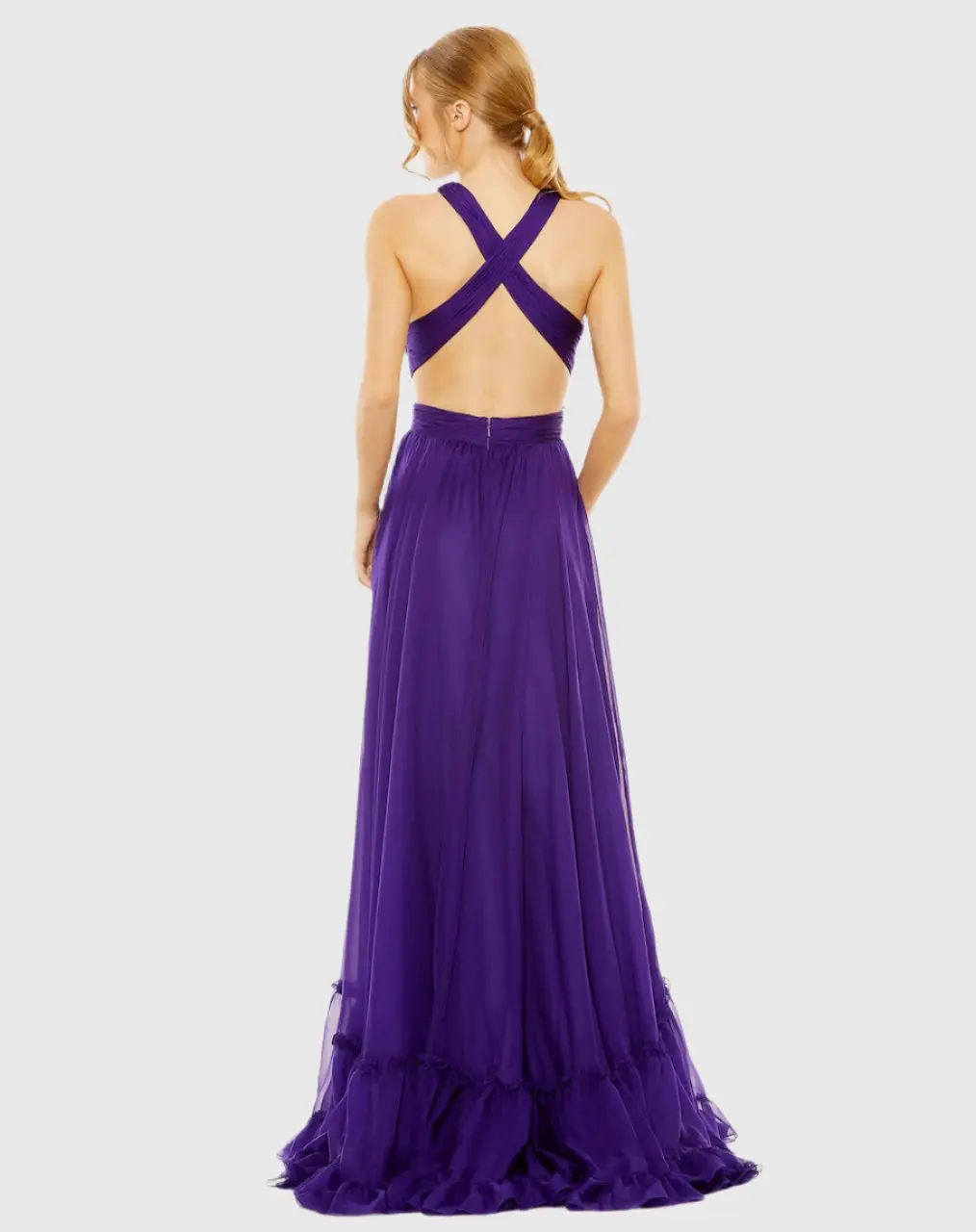 Purple Halter Cutout Keyhole Tiered Gown - FINAL SALE - Image 3