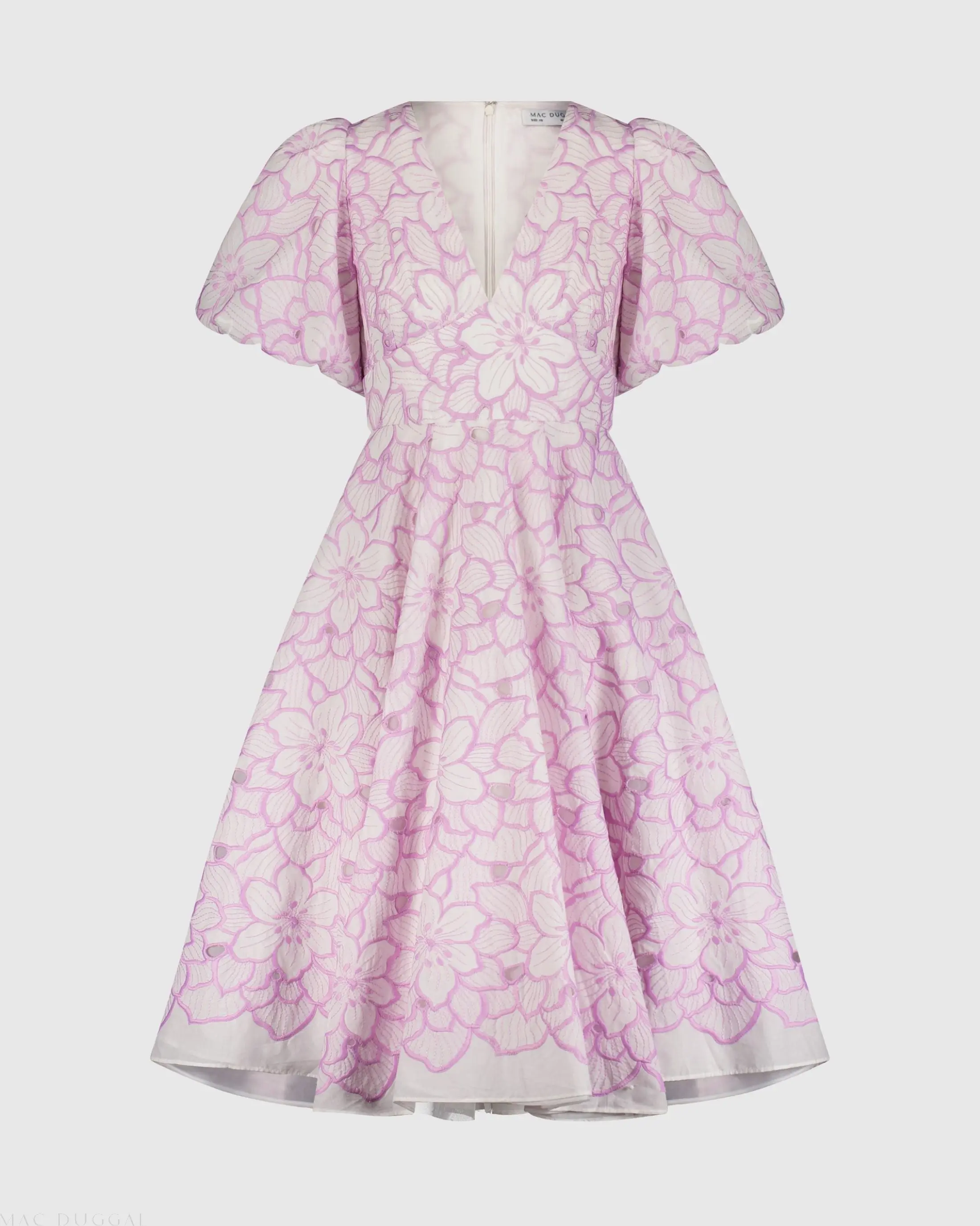 Multicolor Embroidered Floral Puff Sleeve Midi Dress - FINAL SALE - Image 2