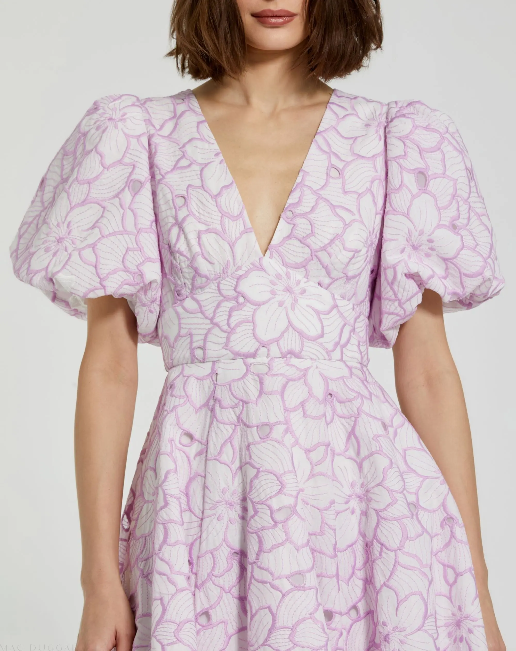 Multicolor Embroidered Floral Puff Sleeve Midi Dress - FINAL SALE - Image 3