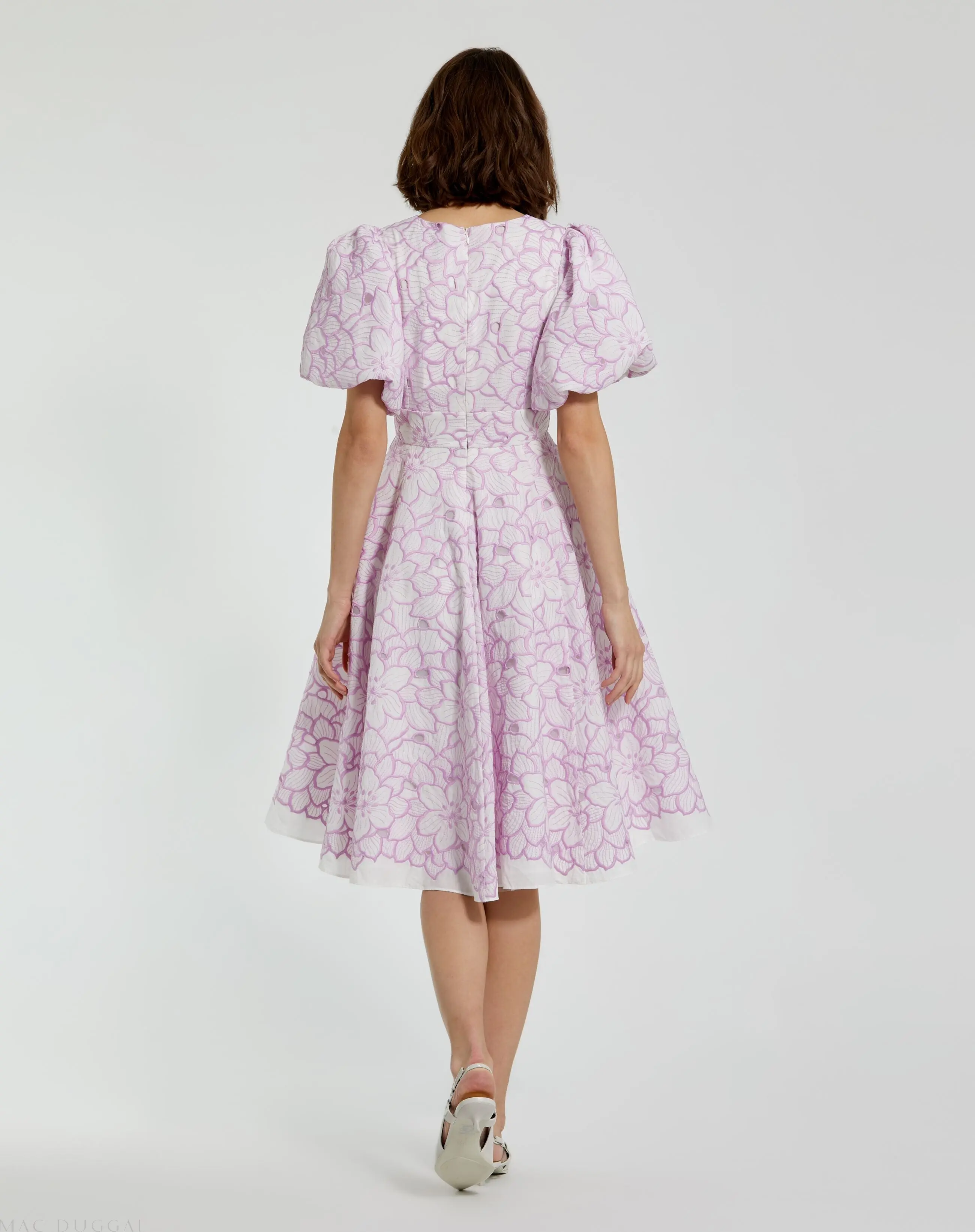 Multicolor Embroidered Floral Puff Sleeve Midi Dress - FINAL SALE - Image 4
