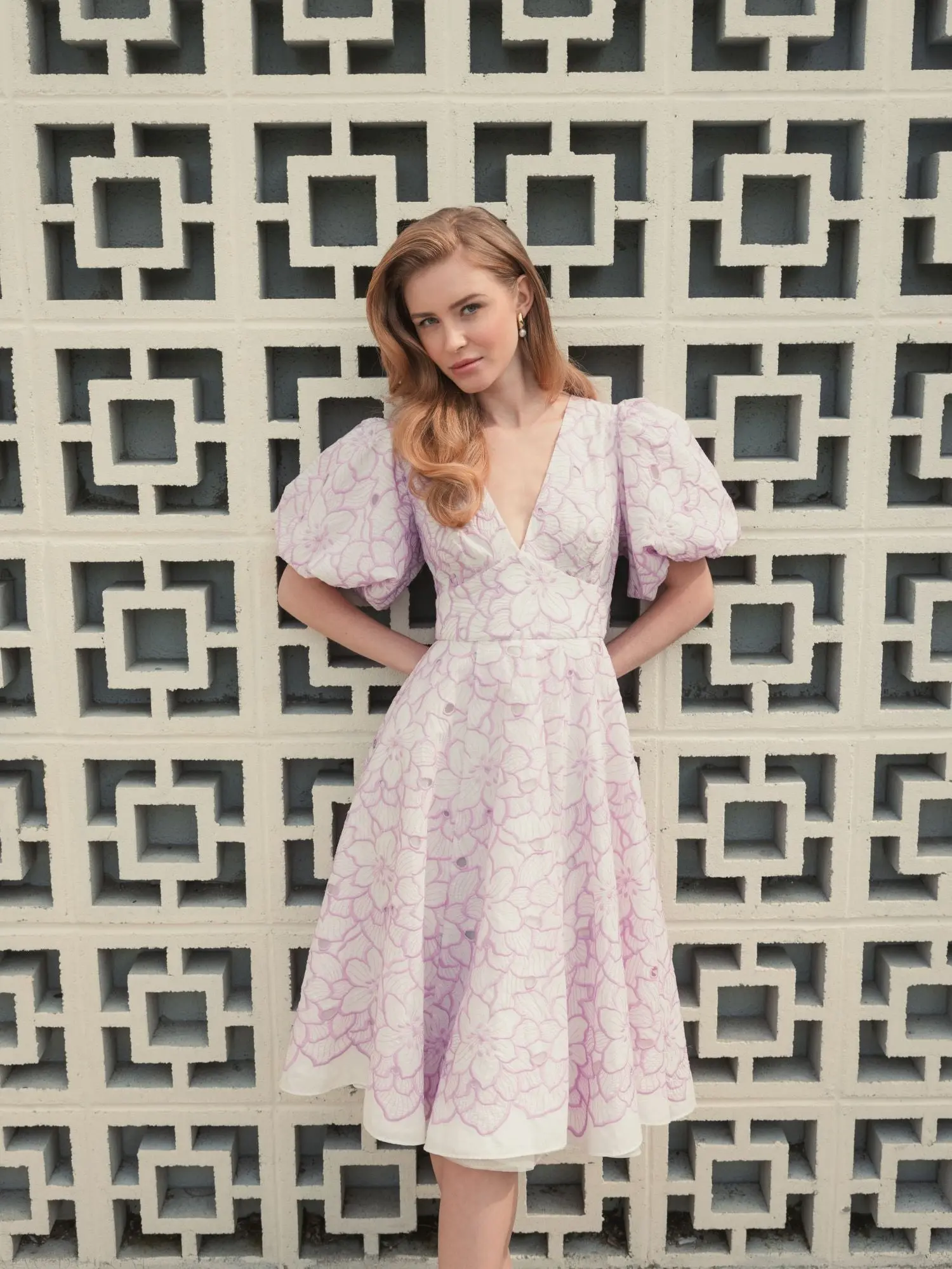 Multicolor Embroidered Floral Puff Sleeve Midi Dress - FINAL SALE - Image 5