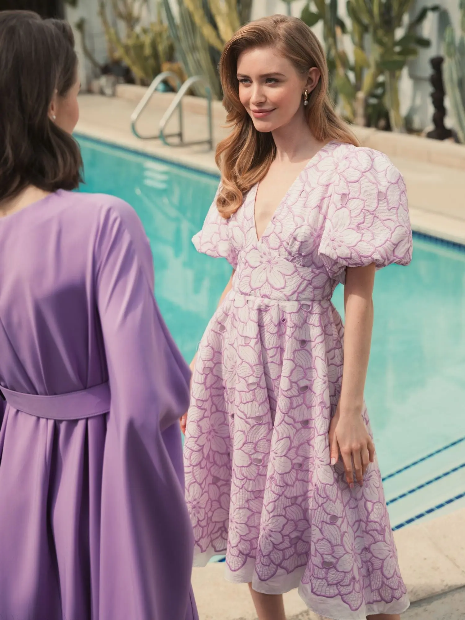 Multicolor Embroidered Floral Puff Sleeve Midi Dress - FINAL SALE - Image 8