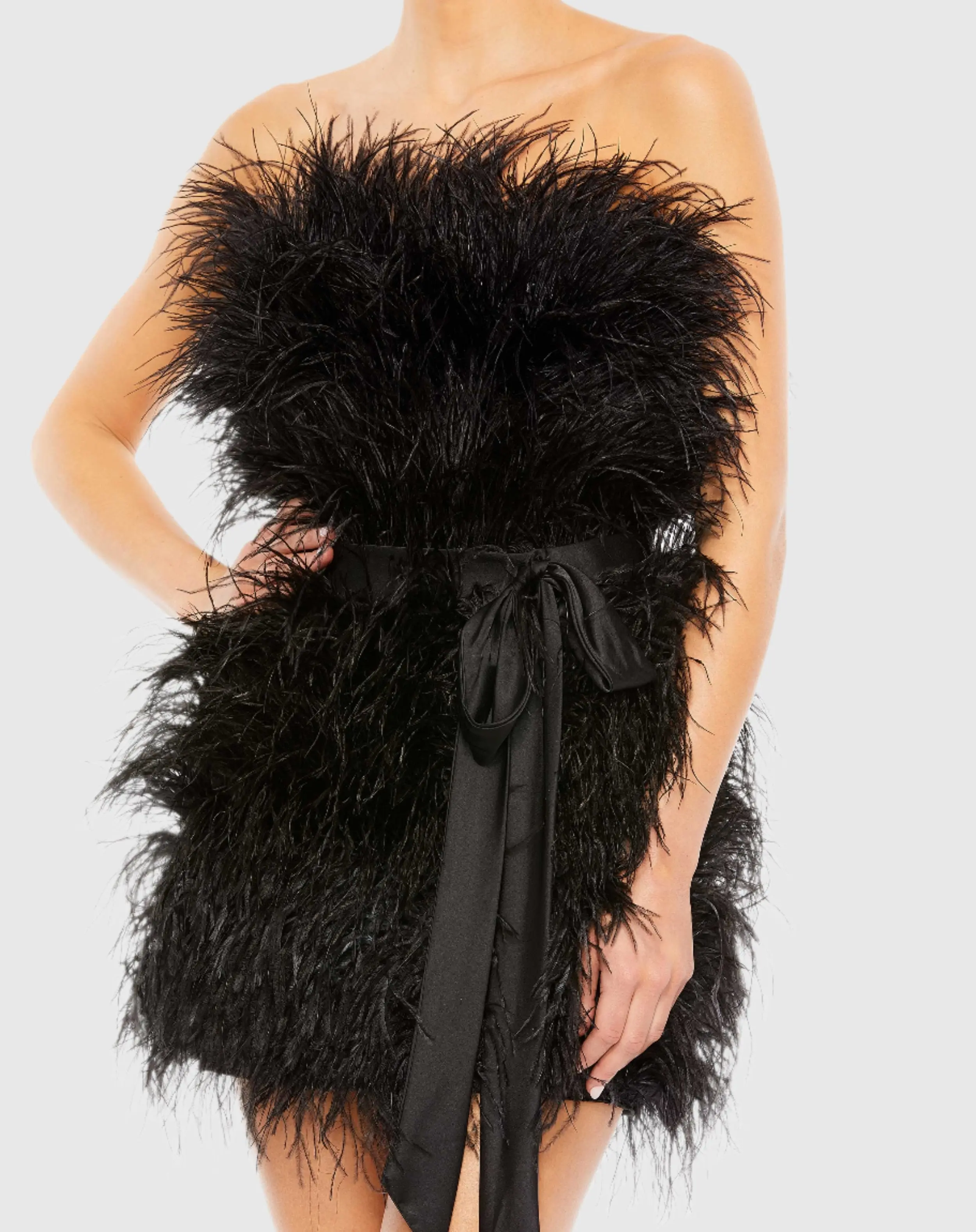 Black Feather Strapless Mini Dress - FINAL SALE - Image 2
