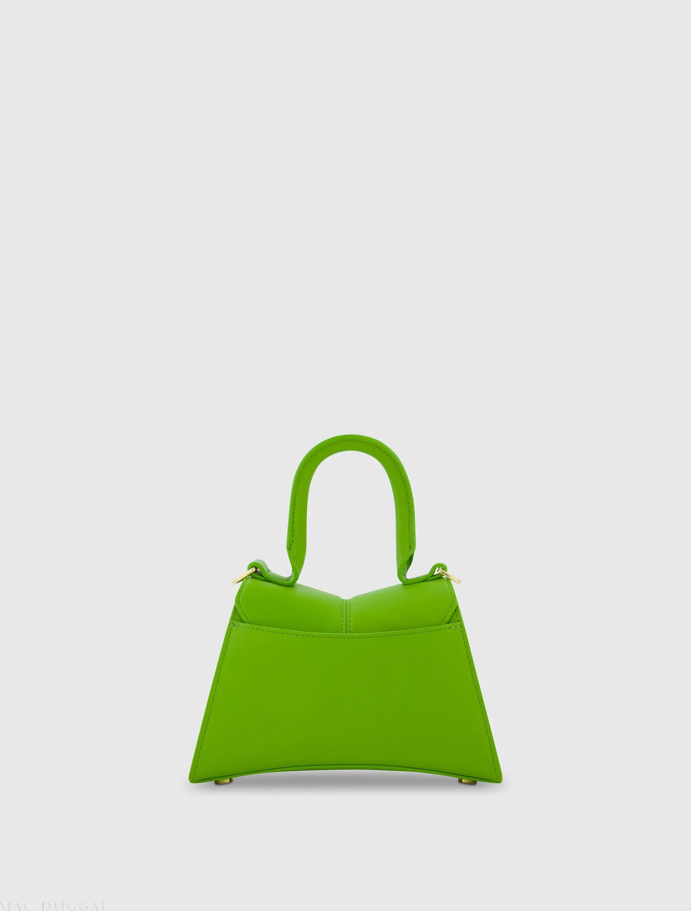 Green Angular Mini Leather Handbag With Gold Hardware - Image 3