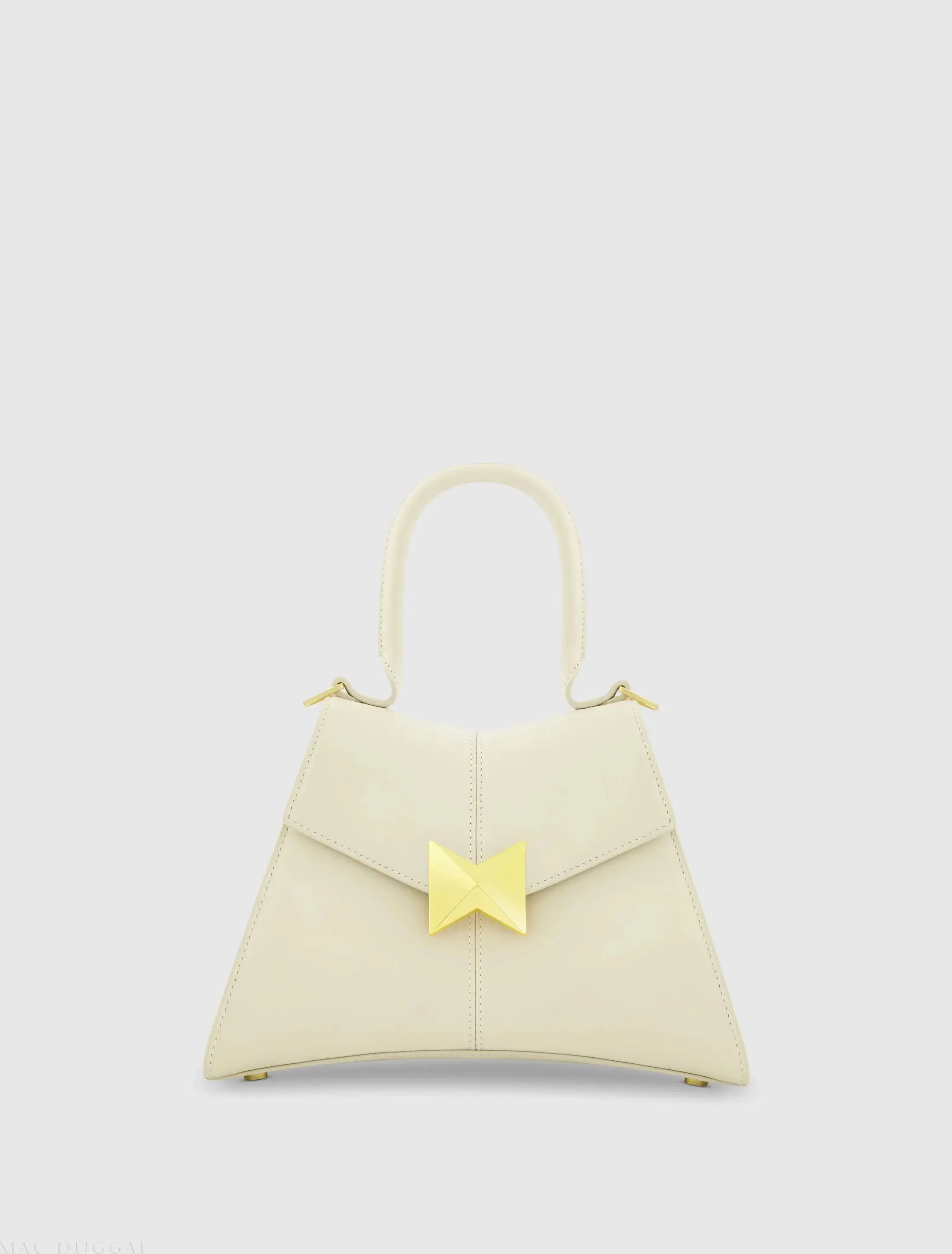 White Angular Small Leather Handbag With Gold Hardware - FINAL SALE
