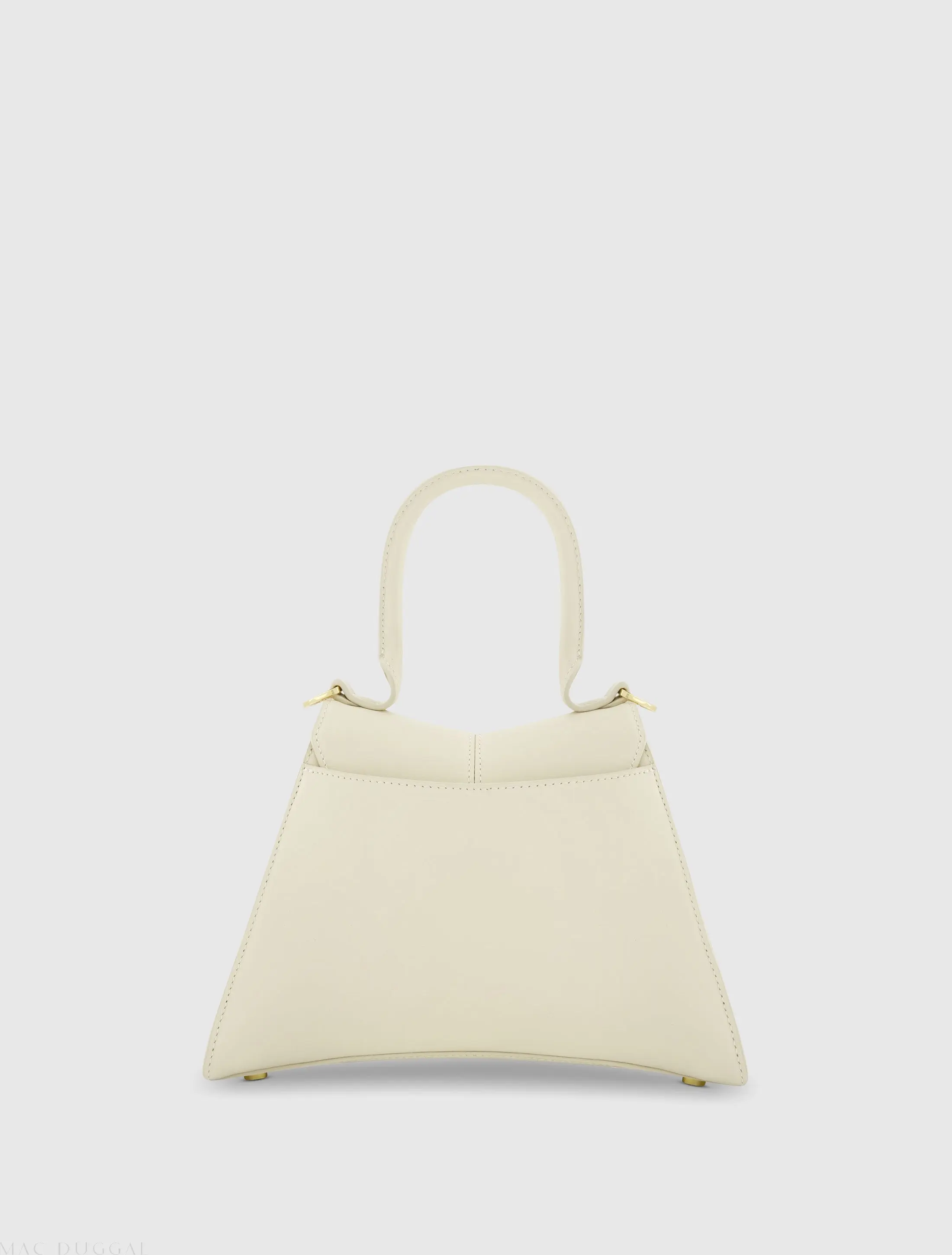 White Angular Small Leather Handbag With Gold Hardware - FINAL SALE - Image 3