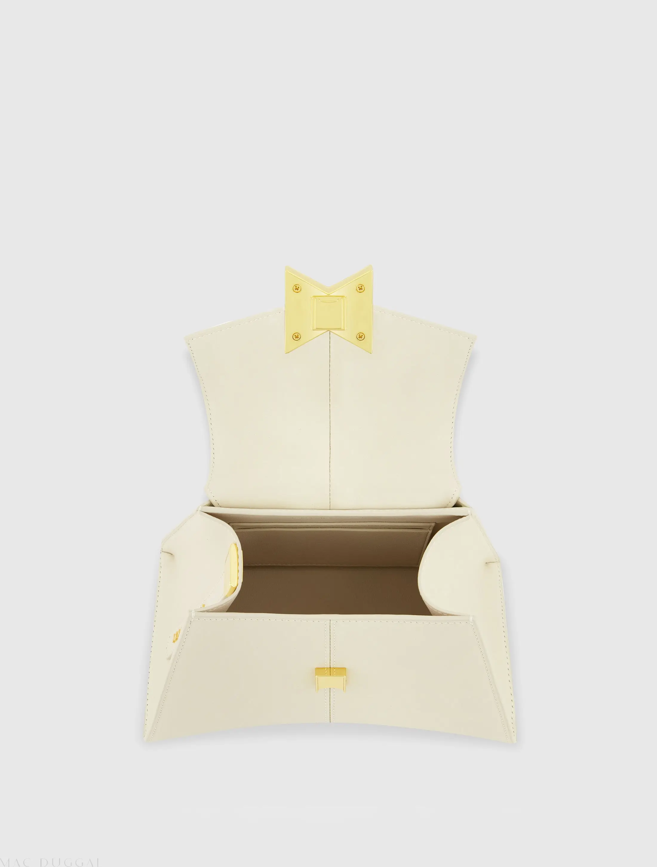White Angular Small Leather Handbag With Gold Hardware - FINAL SALE - Image 4