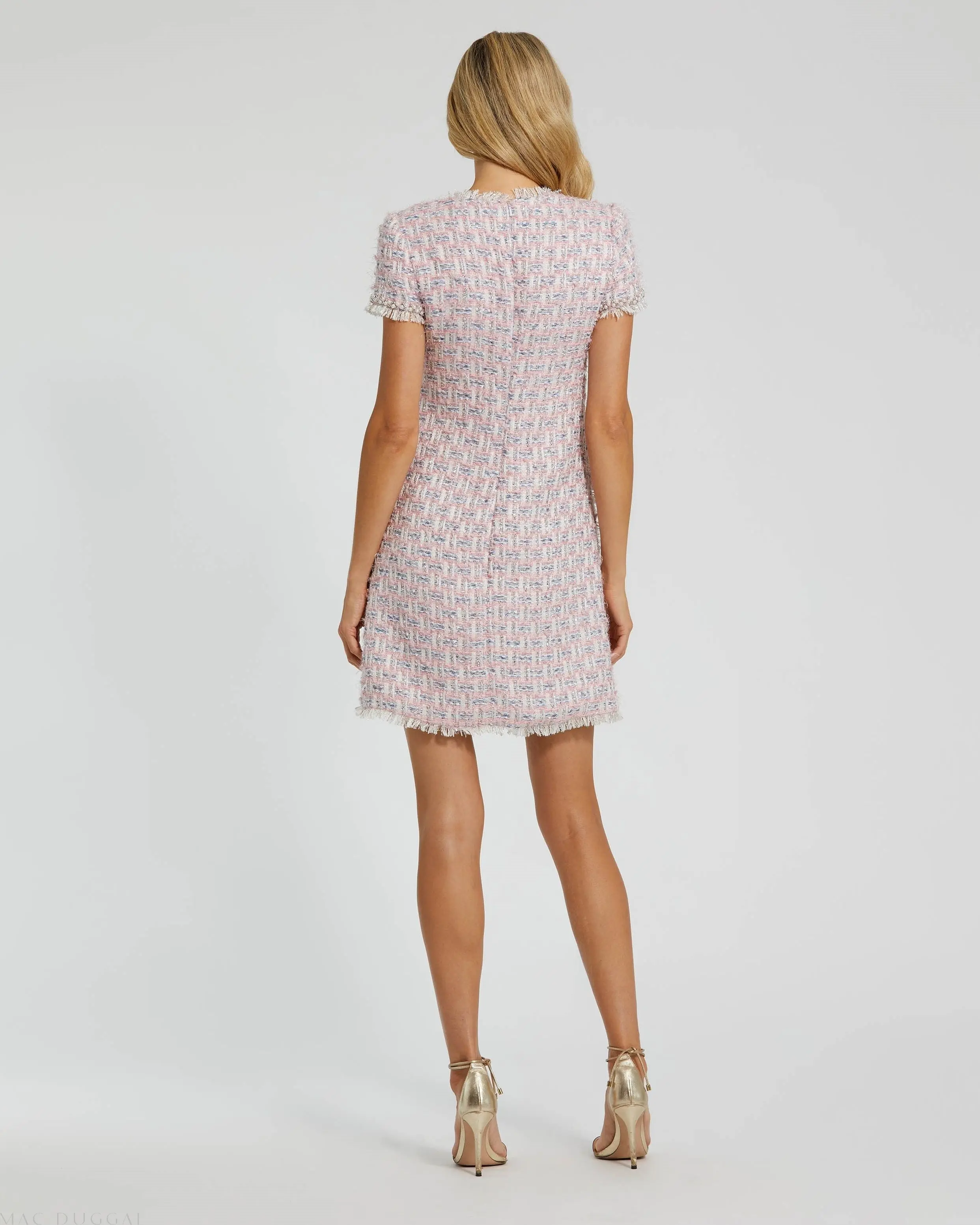Pink Cap Sleeve Floral Button Detail Shift Dress - Image 3