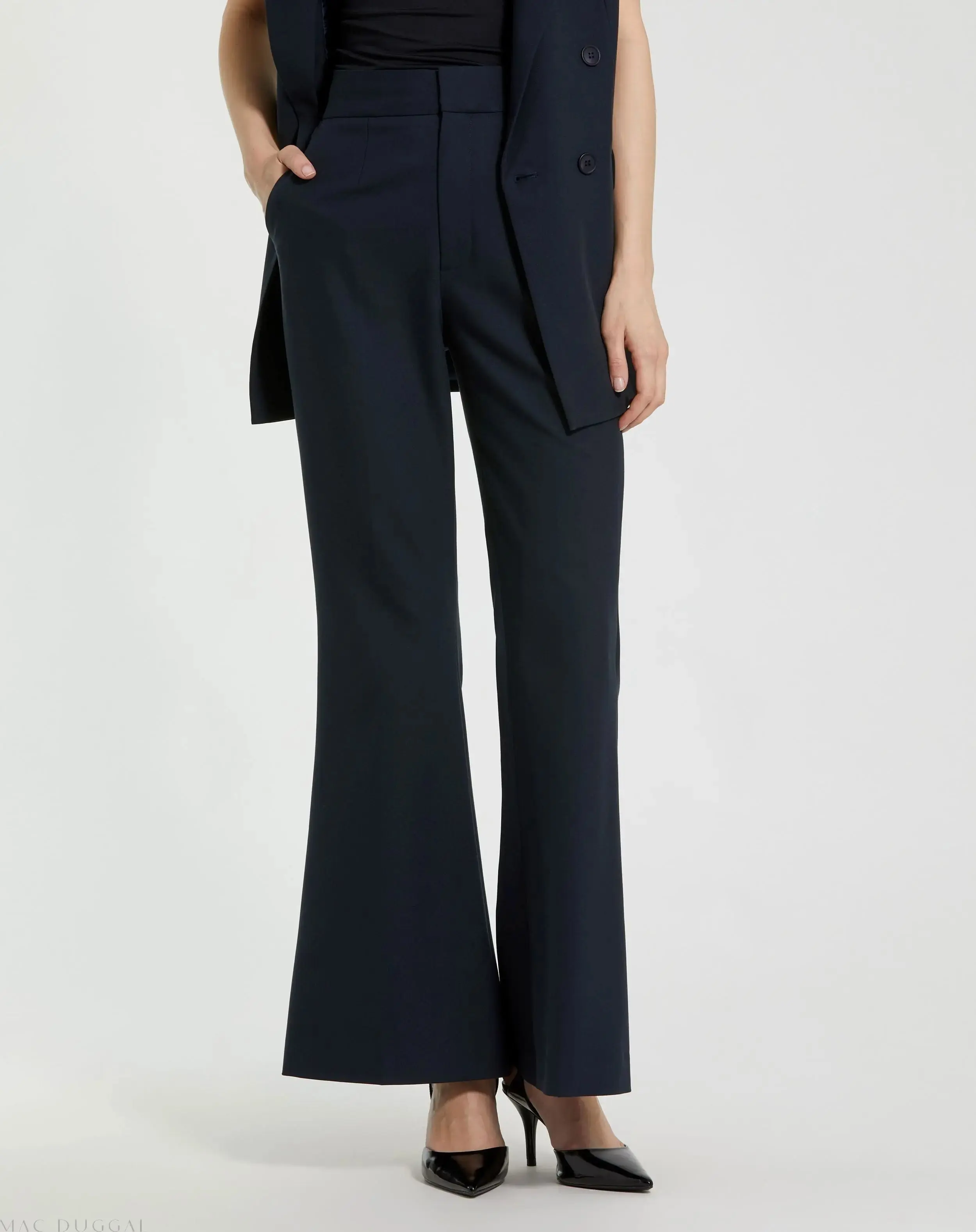 Classic Crepe Flared Leg Trouser Pant - Image 2