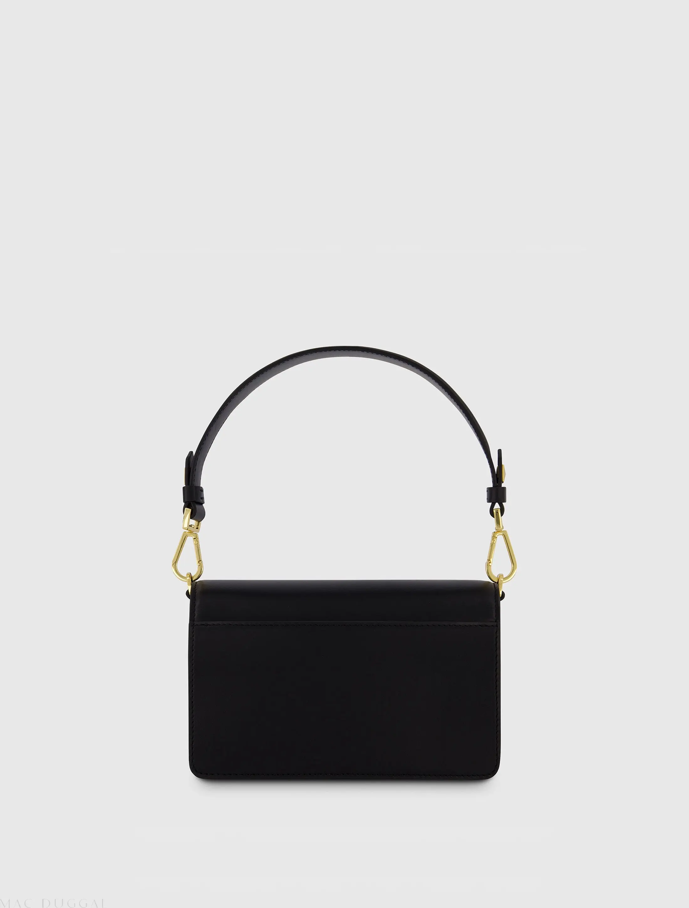 Black Mini Leather Shoulder Handbag With Gold Hardware - Image 3