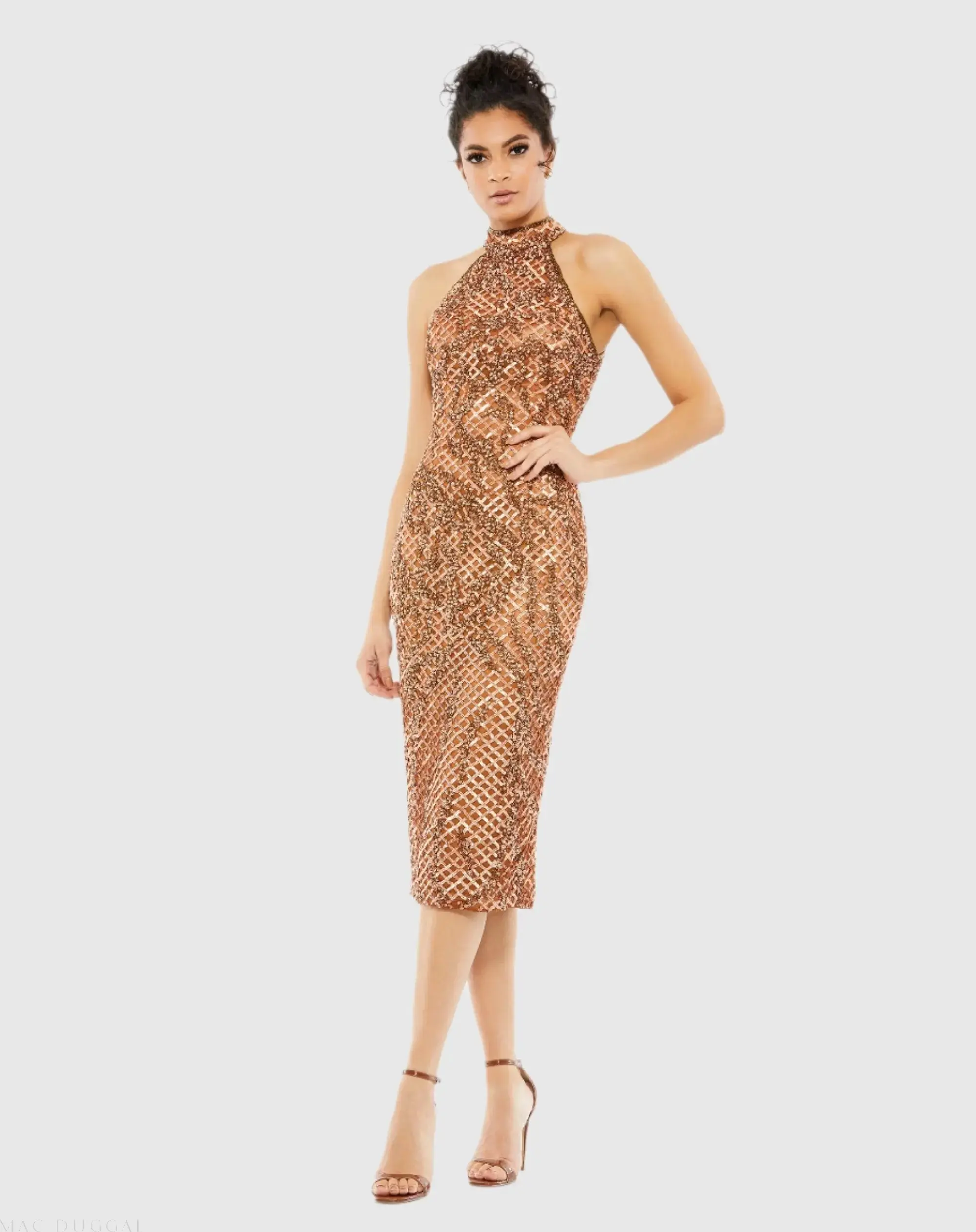 Embellished Halter Midi Dress - Image 2