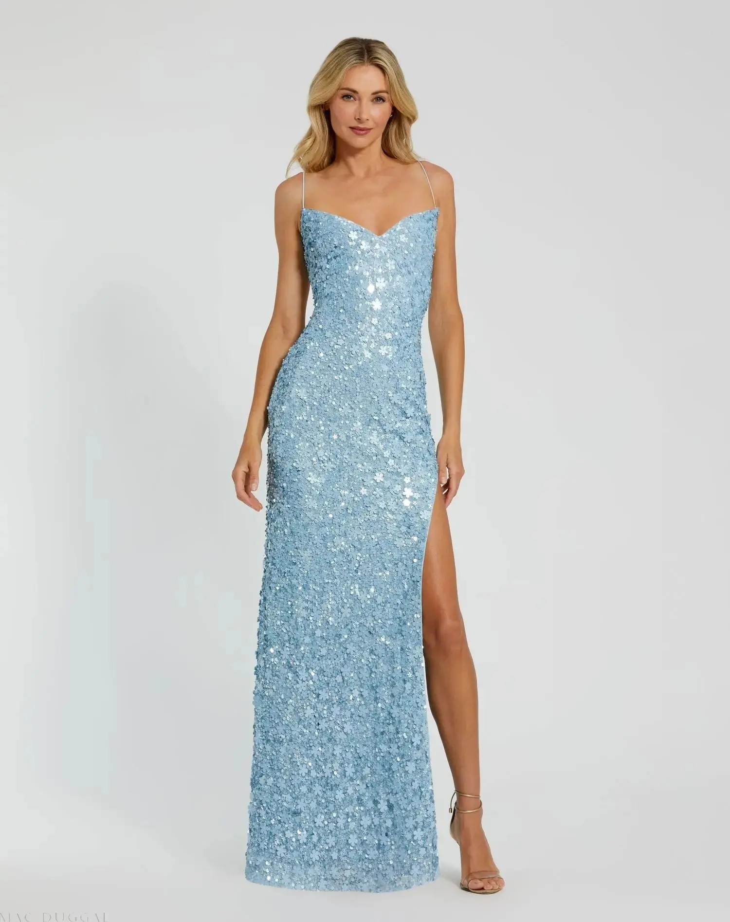 Embellished Spaghetti Strap Sweetheart Gown with Slit - Image 2