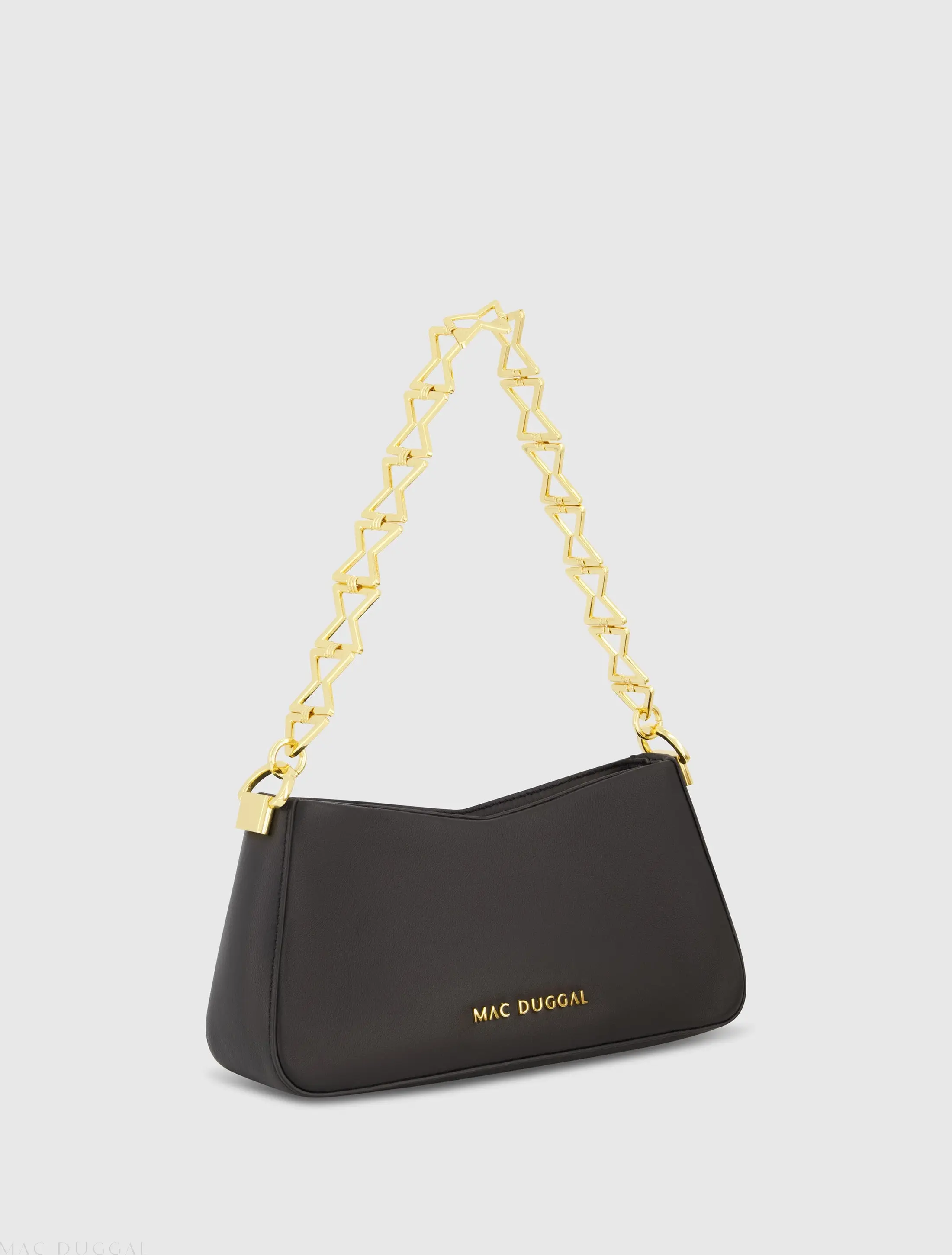 Black Small Gold Strap Nappa Leather Shoulder Bag - Image 2