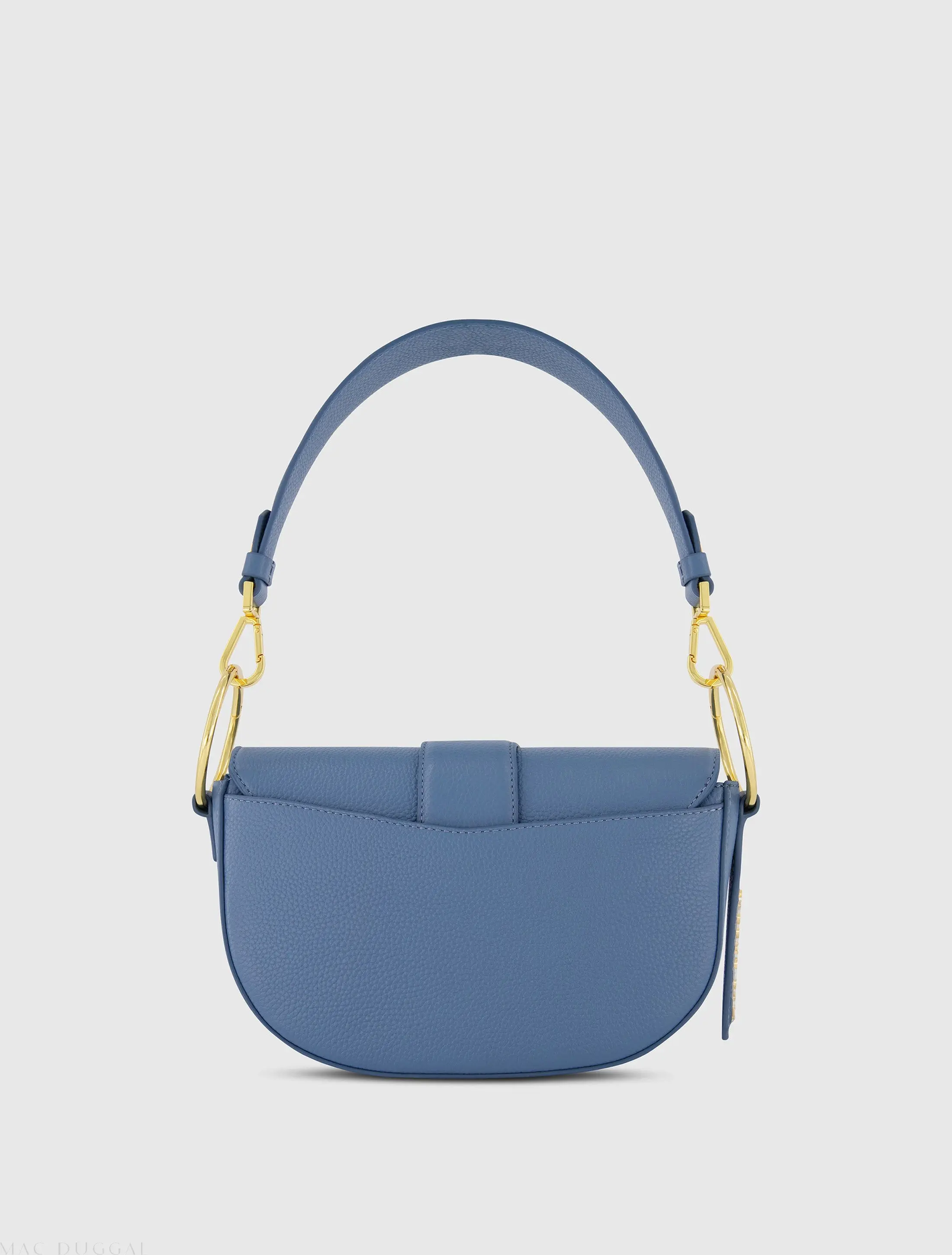 Blue Grain Leather Saddle Bag With Gold Hardware - FINAL SALE - Image 3