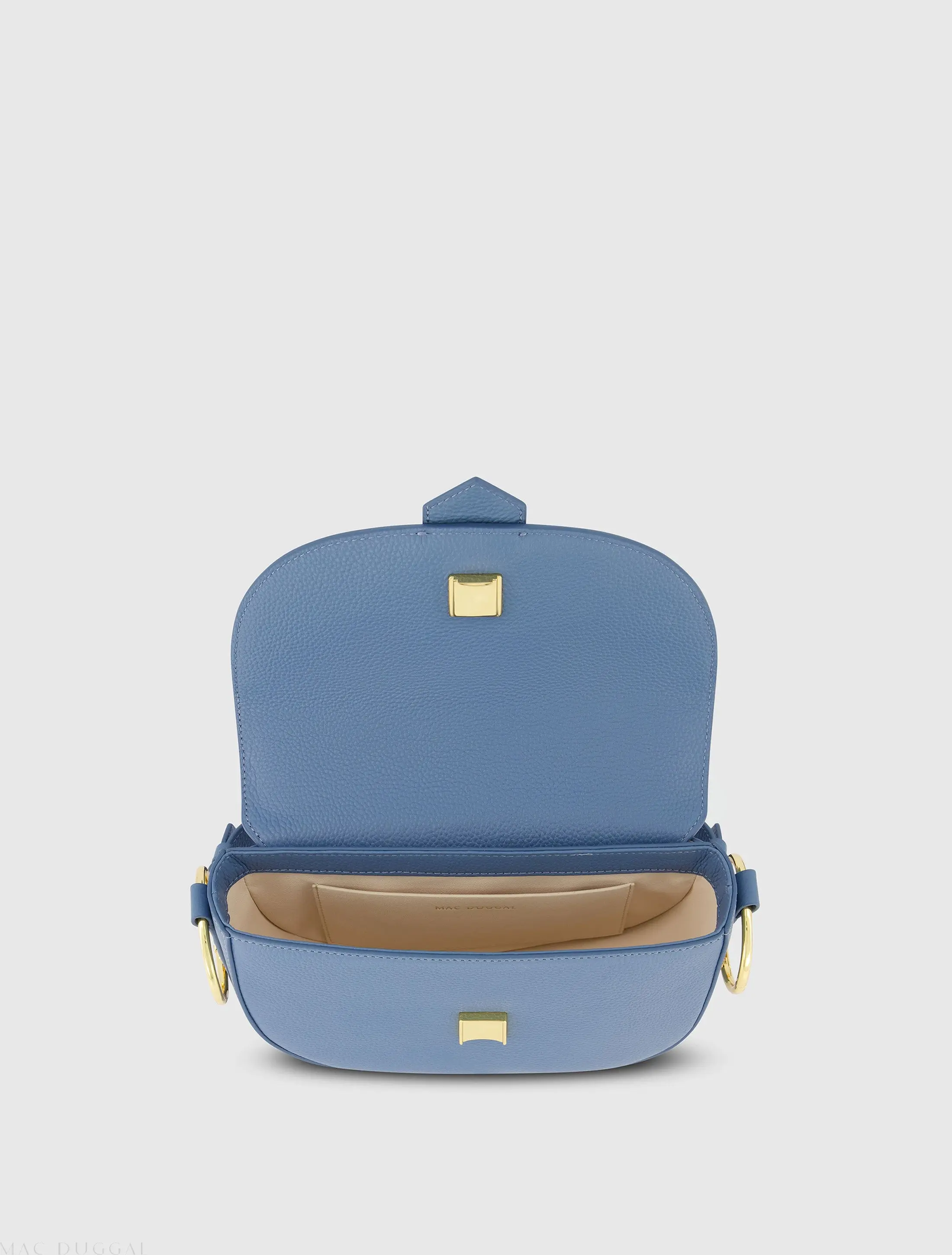 Blue Grain Leather Saddle Bag With Gold Hardware - FINAL SALE - Image 4
