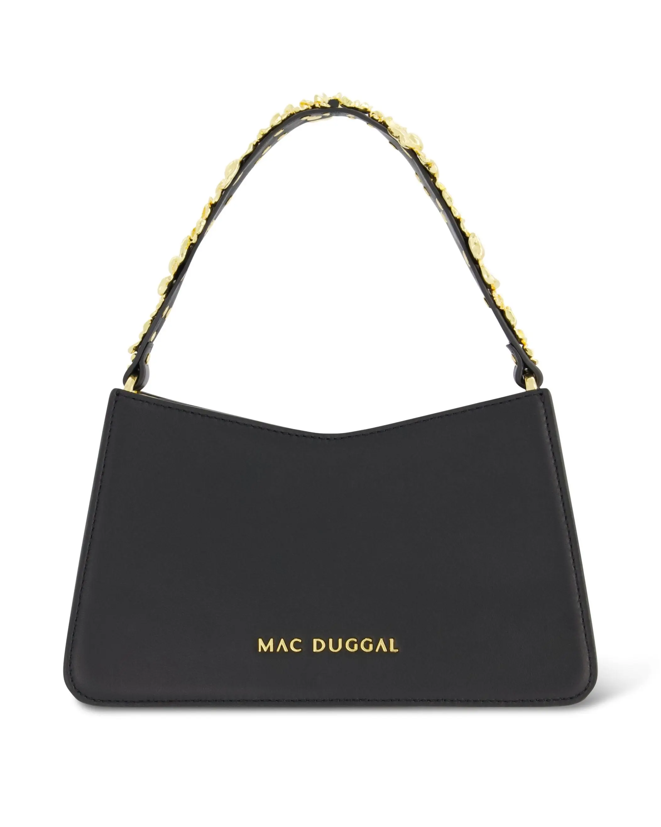 Gold Floral Small Black Nappa Leather Shoulder Bag - FINAL SALE - Image 6