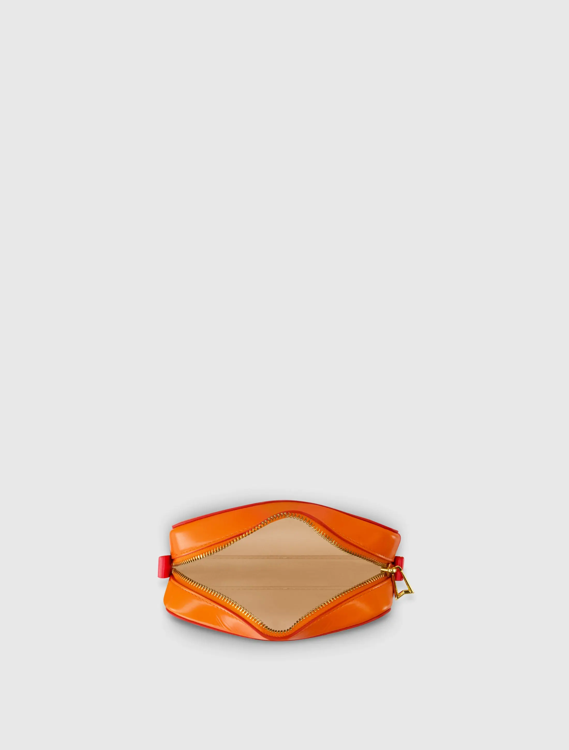 Orange Ombre Small Leather Crossbody Camera Bag with Adjustable Strap - Image 4