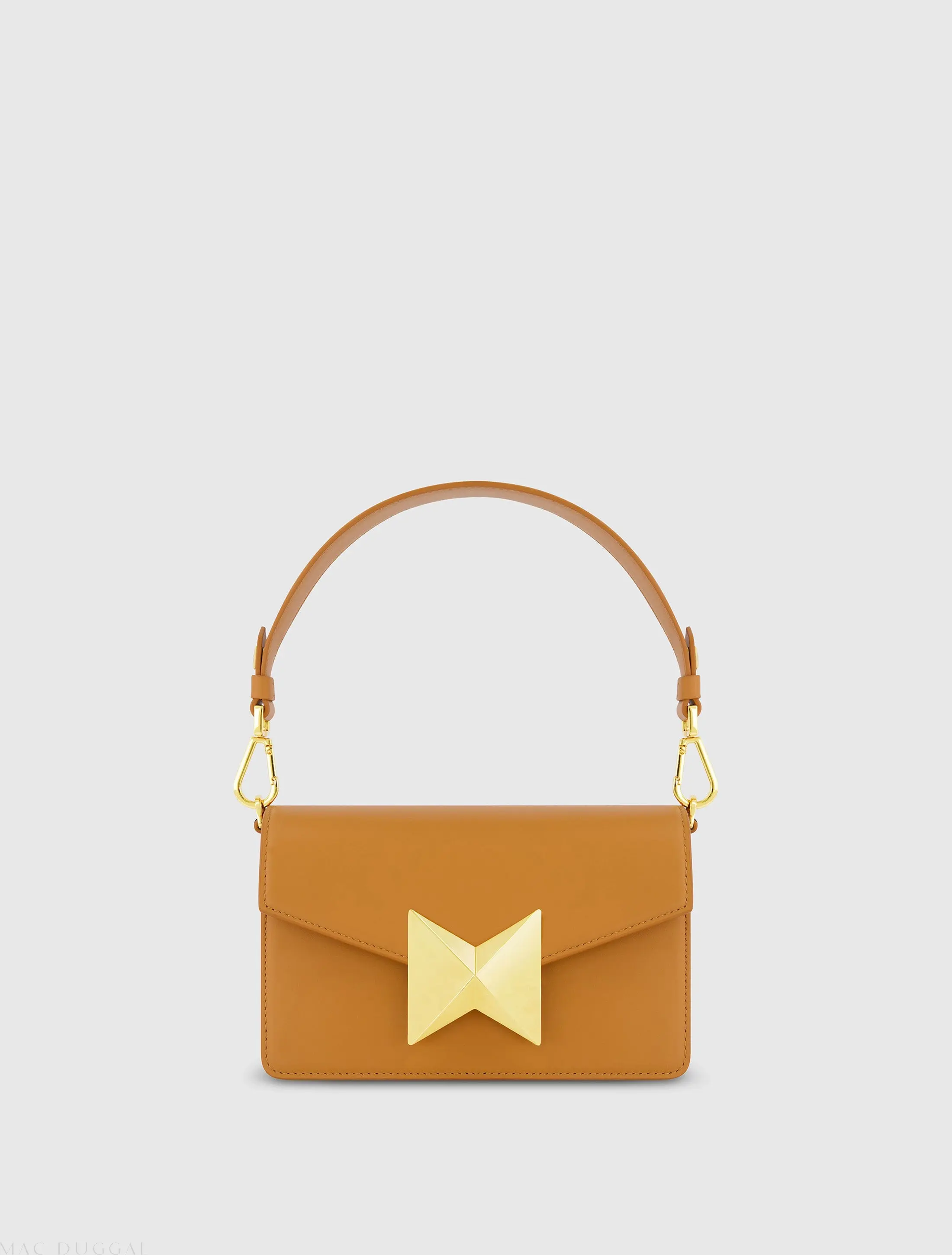 Brown Mini Leather Shoulder Handbag With Gold Hardware - Image 3