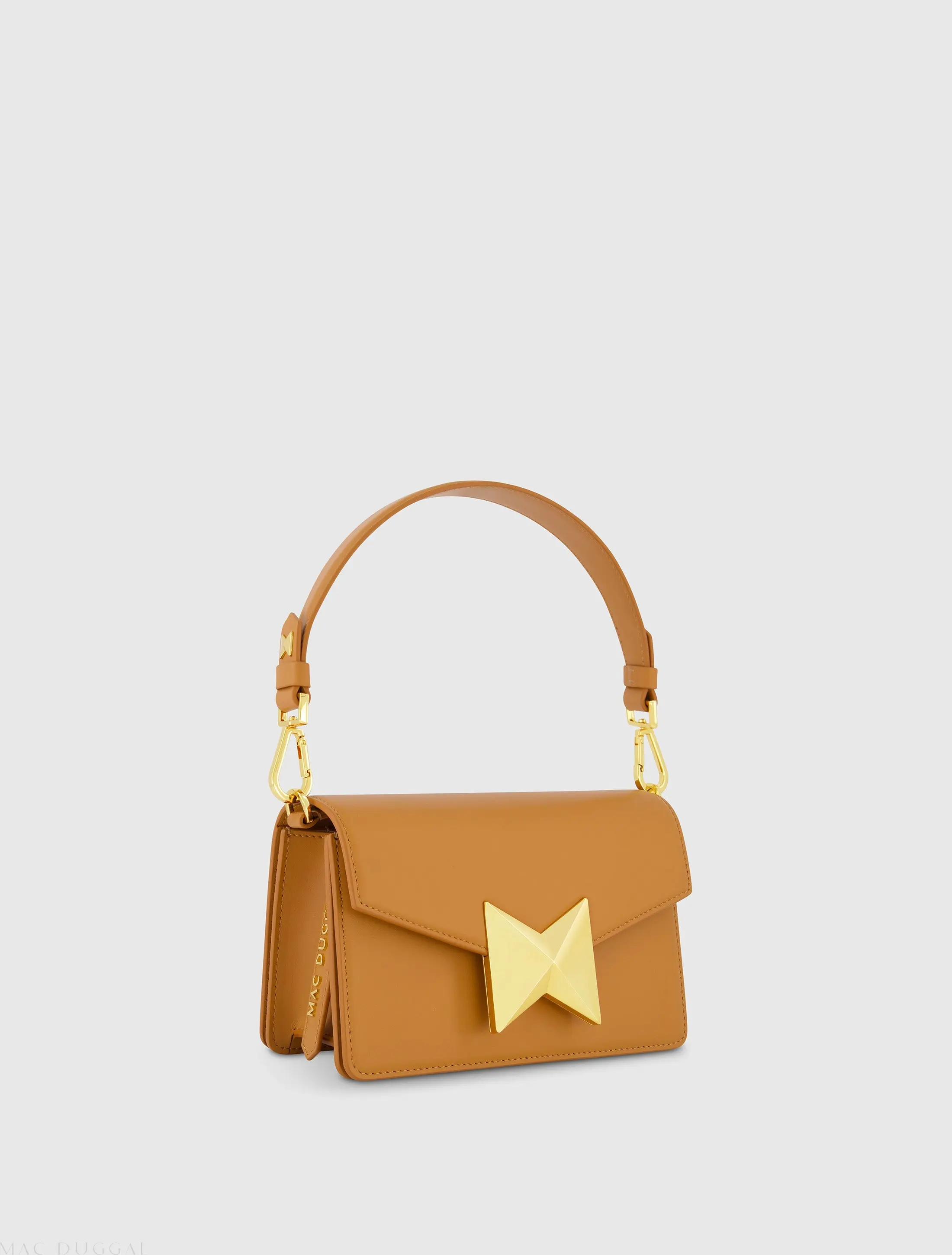 Brown Mini Leather Shoulder Handbag With Gold Hardware - Image 4
