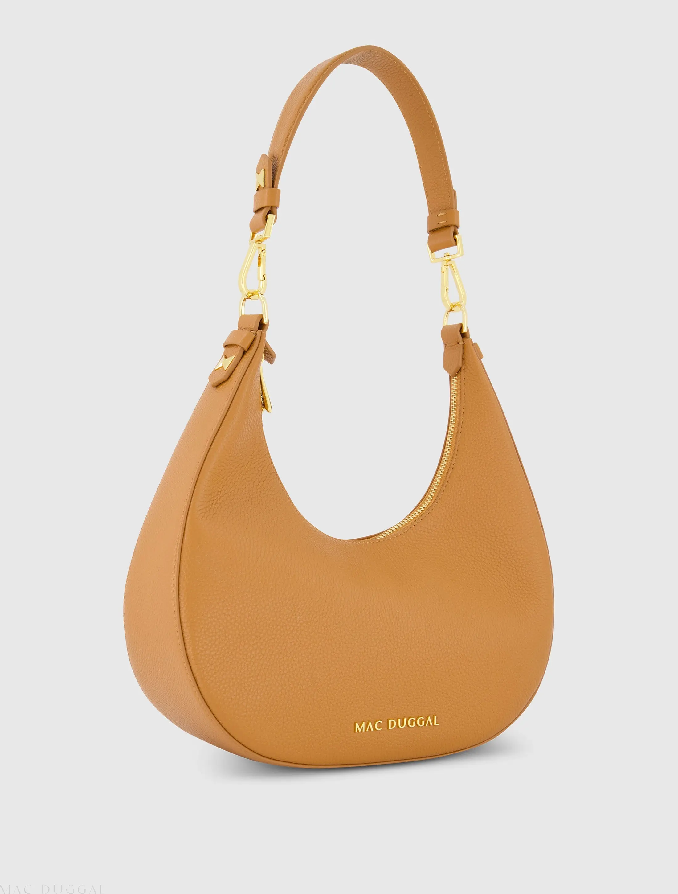 Brown Grain Leather Hobo Bag With Gold Hardware - FINAL SALE - Image 2