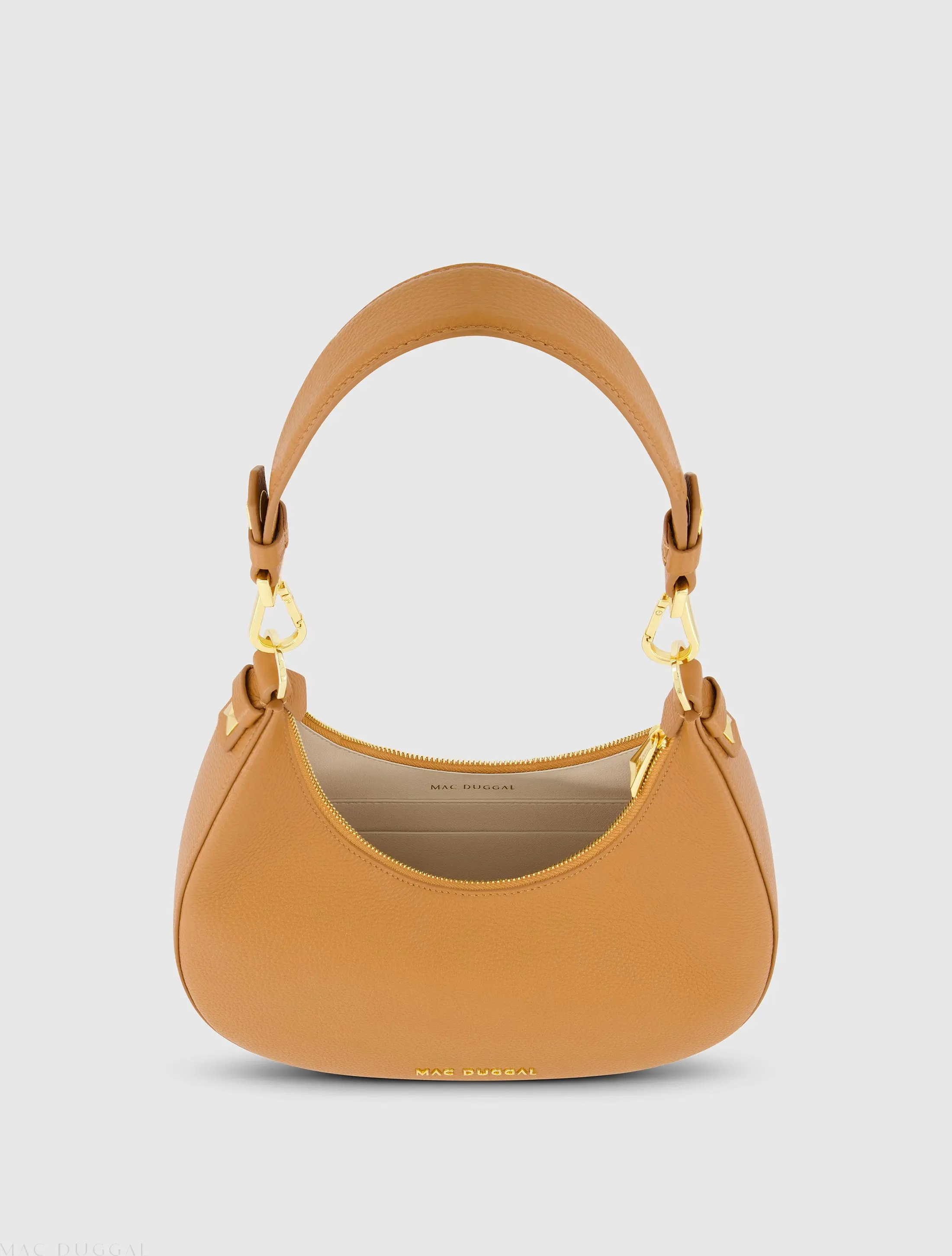 Brown Grain Leather Hobo Bag With Gold Hardware - FINAL SALE - Image 4