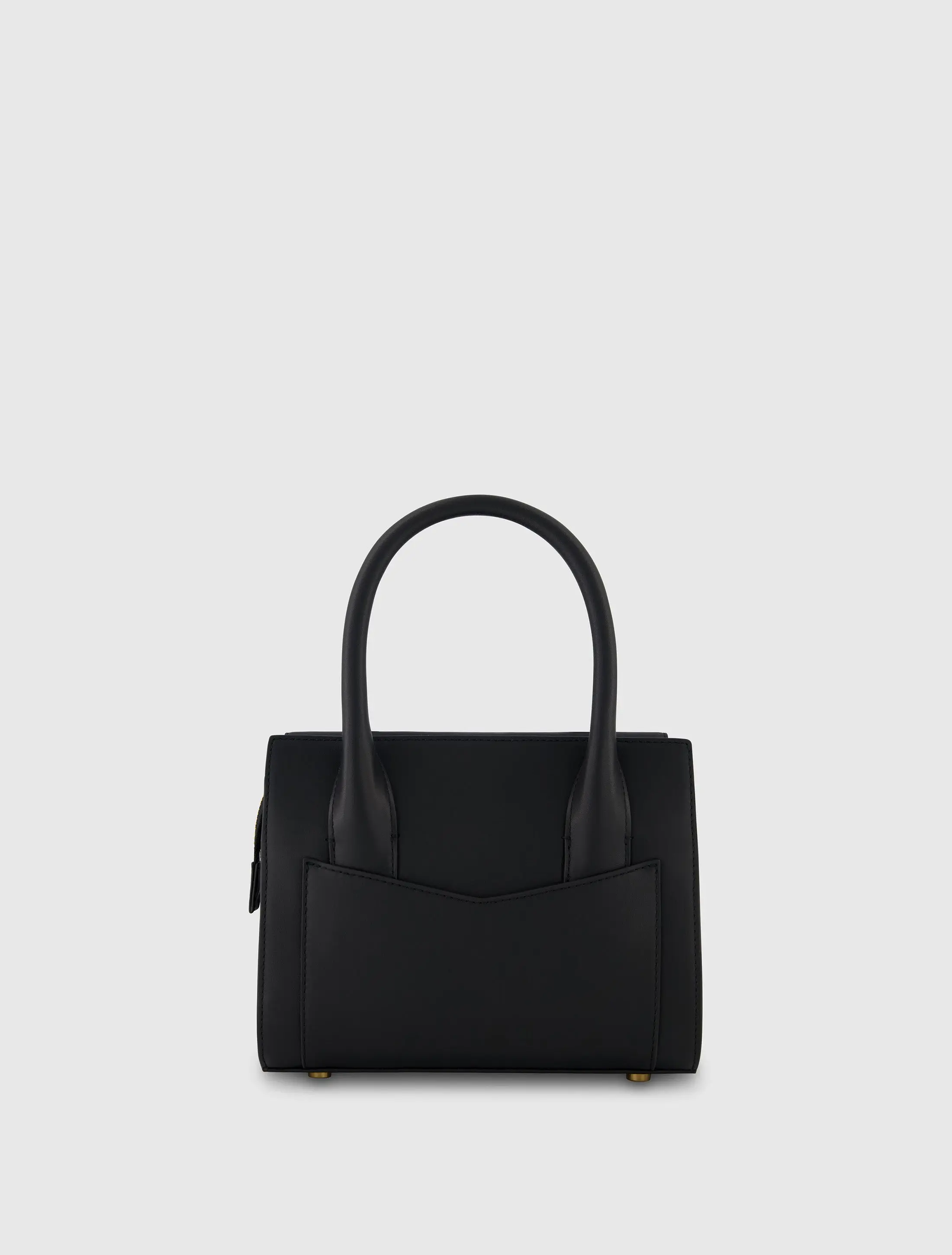 Black Small Leather Tote Bag With Gold Hardware - Image 3