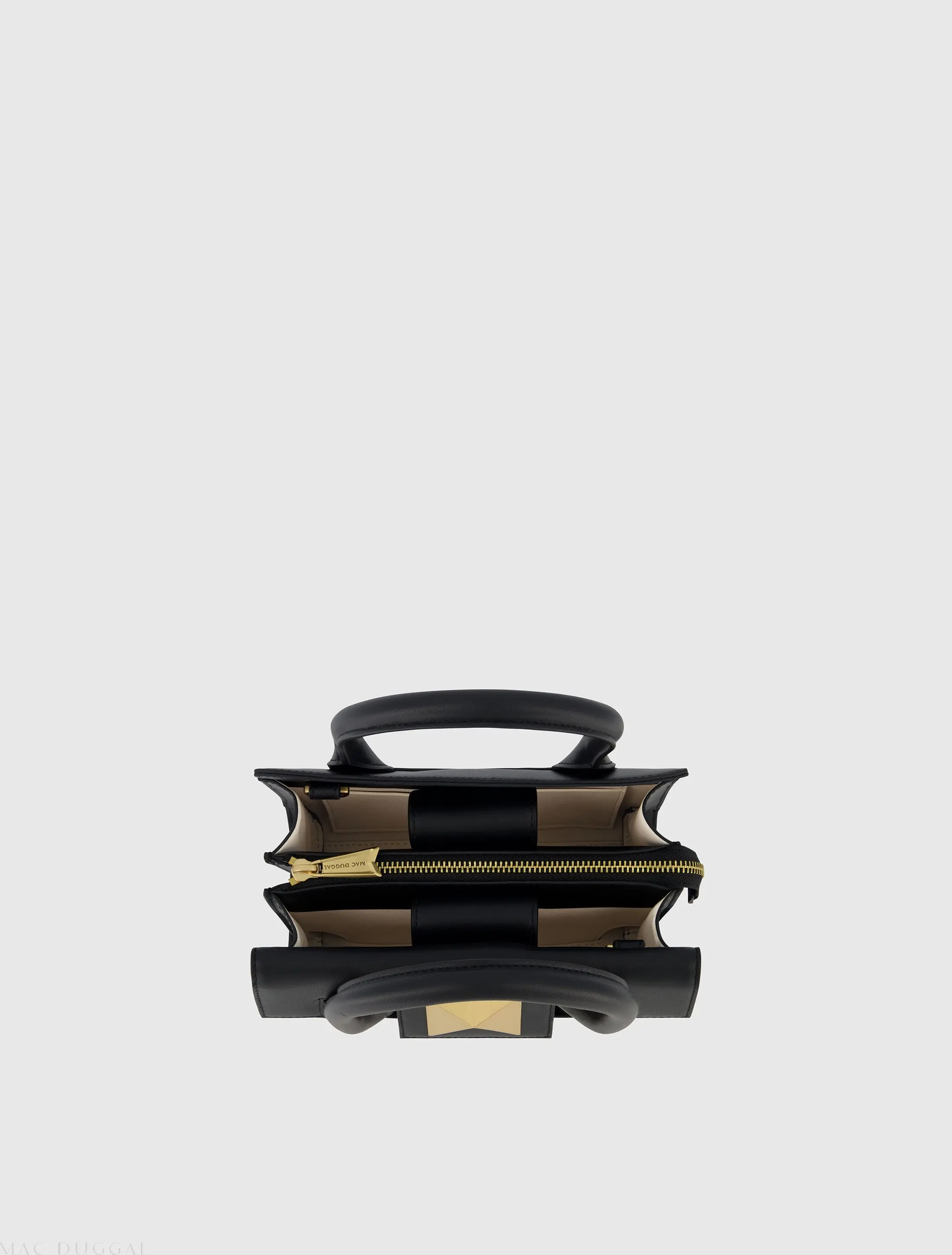 Black Small Leather Tote Bag With Gold Hardware - Image 4