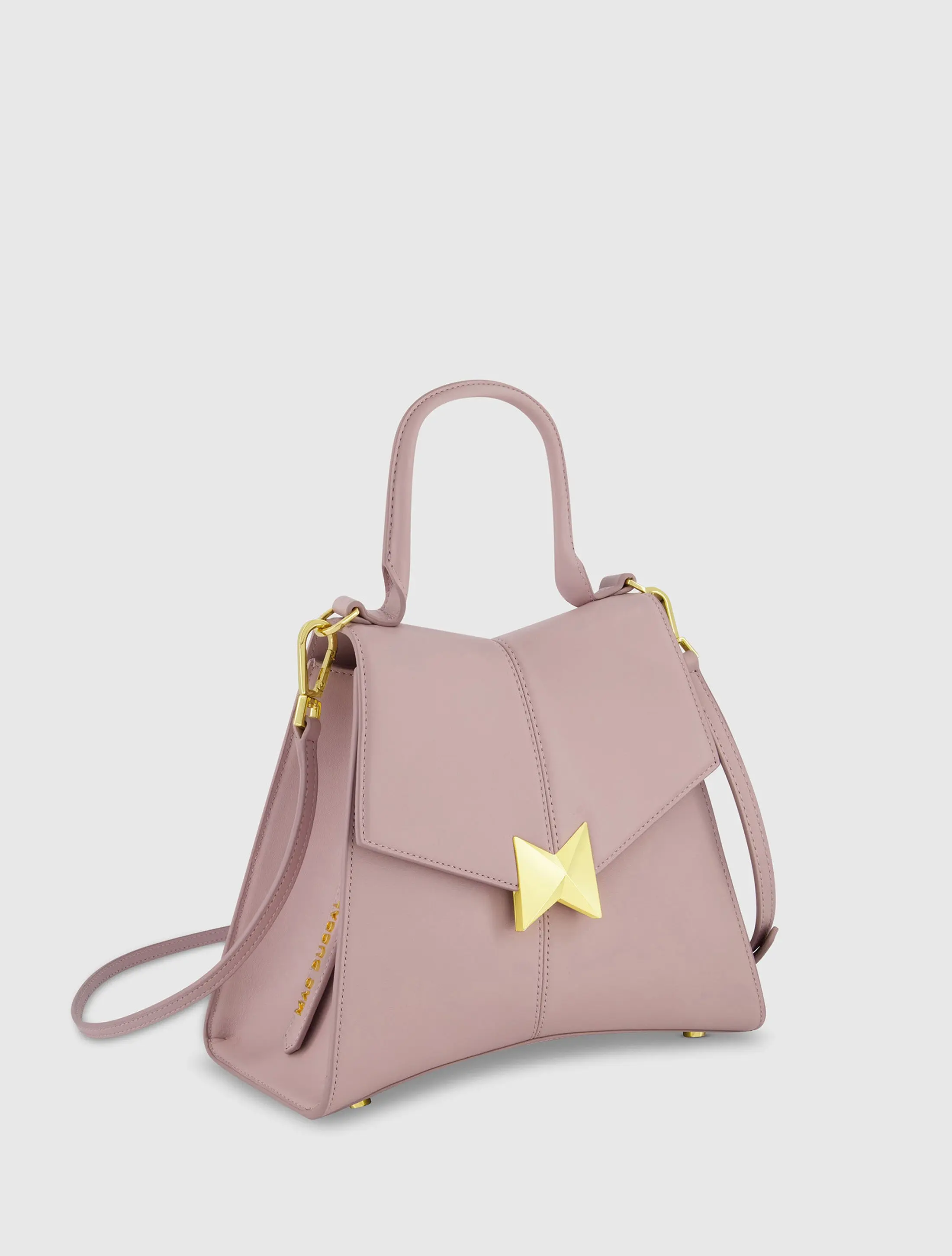 Purple Medium Angular Leather Handbag With Gold Hardware - Image 2