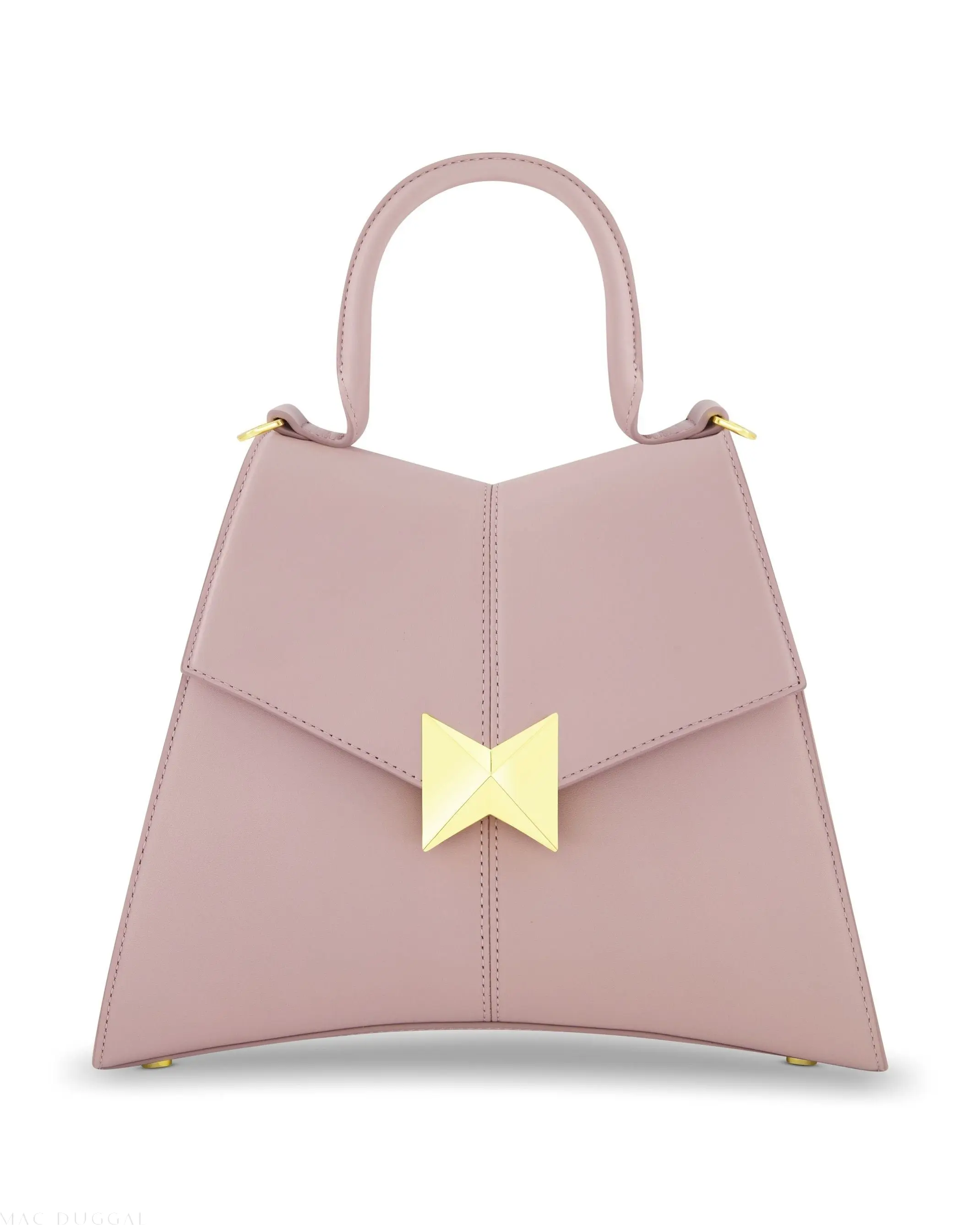Purple Medium Angular Leather Handbag With Gold Hardware - Image 5